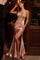 Prom Dresses Long Beaded Slit Formal Prom Dress Nude Blush