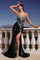 Prom Dresses Long Beaded Slit Formal Prom Dress Black