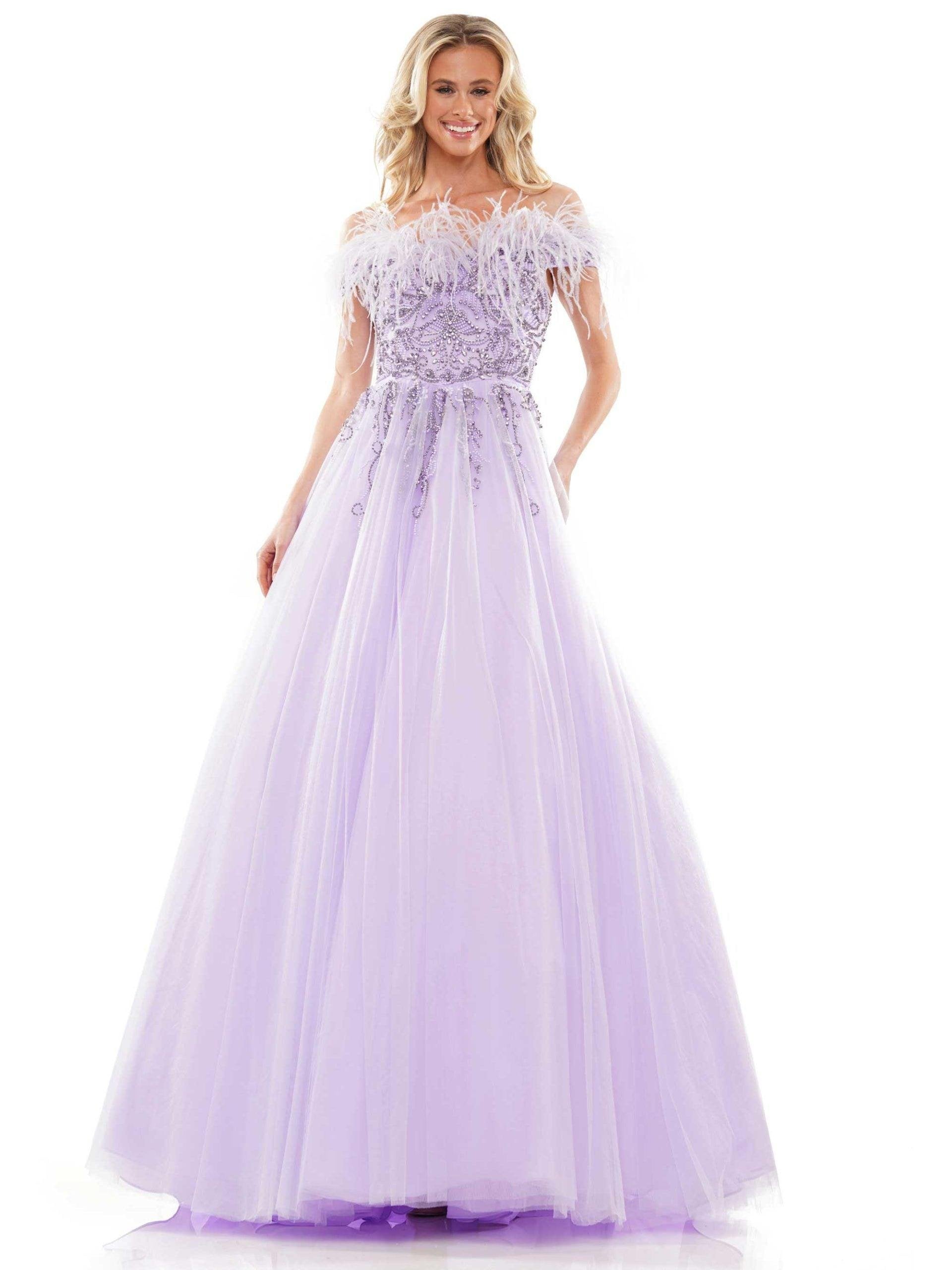 Colors Long A-Line Off Shoulder Prom Dress 2992 - The Dress Outlet