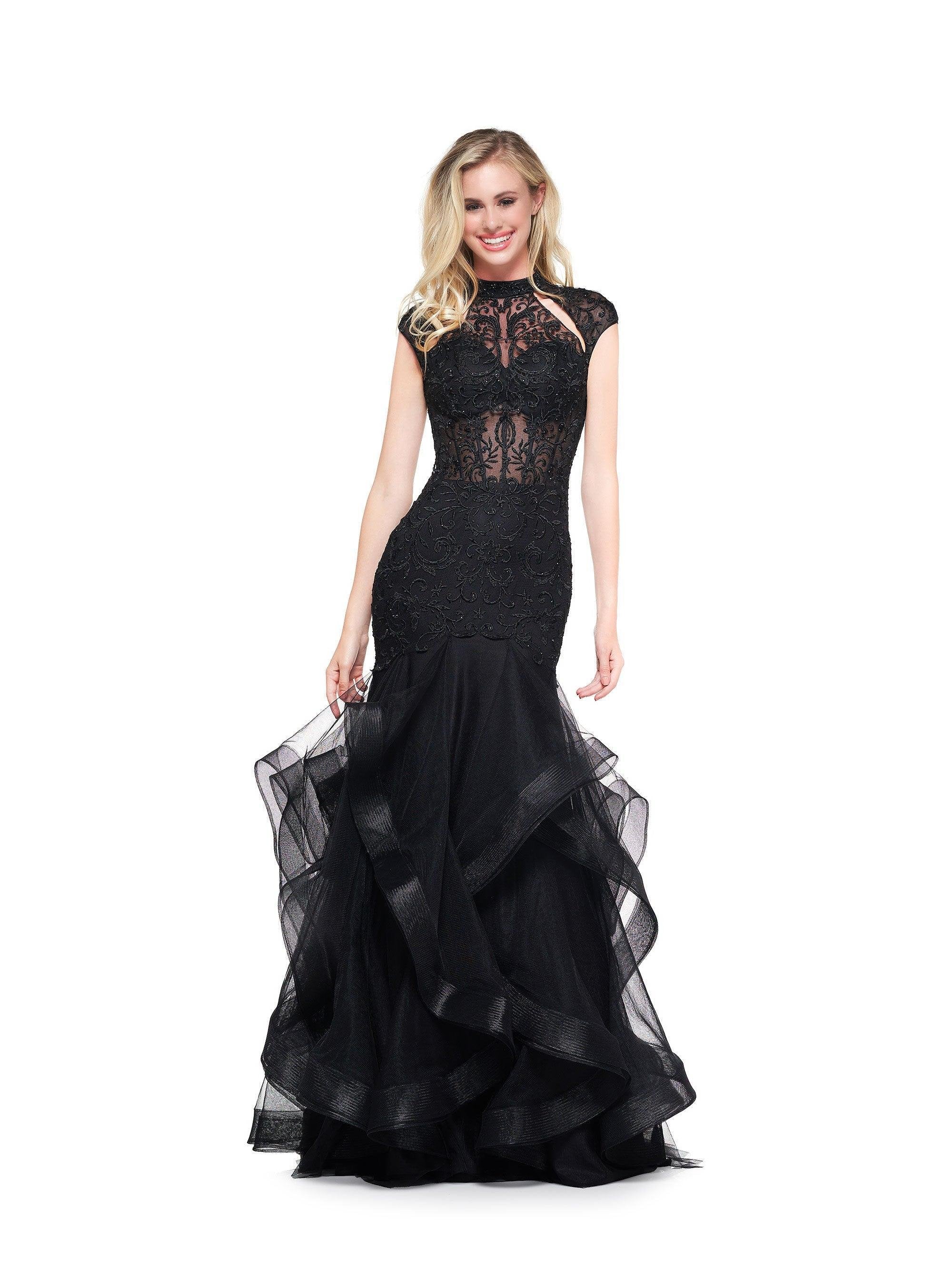 Colors Long Cap Sleeve Formal Mermaid Prom Gown 842 - The Dress Outlet