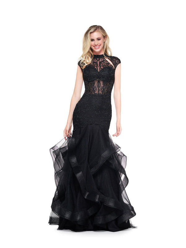 Colors G842 Colors Long Cap Sleeve Formal Mermaid Prom Gown