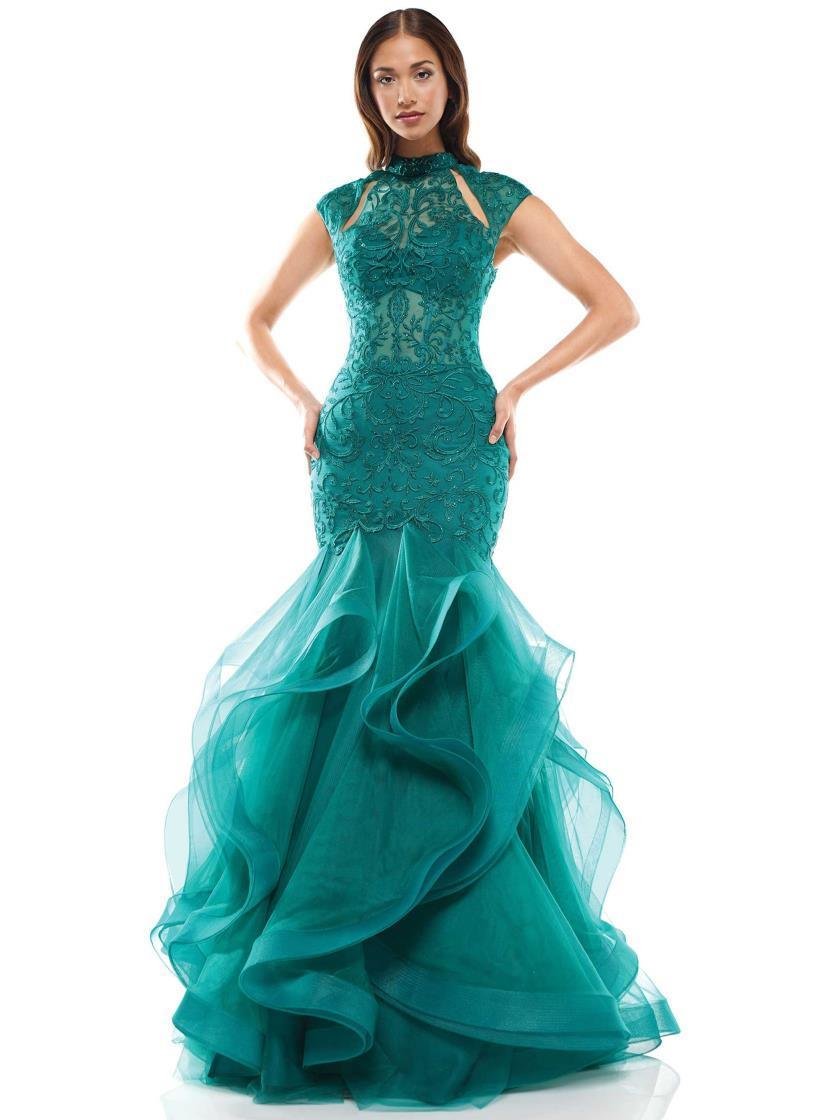 Colors Long Cap Sleeve Formal Mermaid Prom Gown 842 - The Dress Outlet