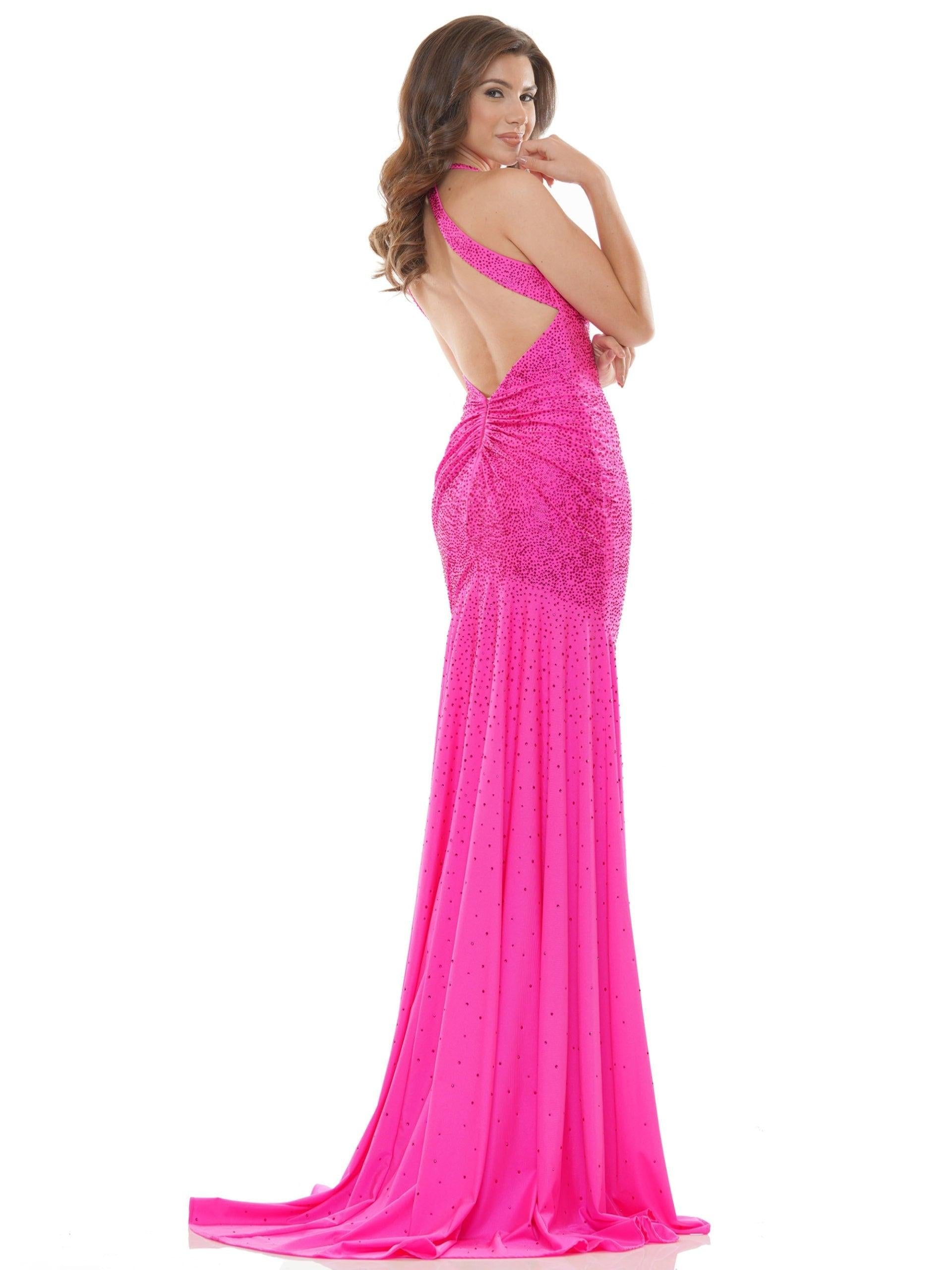 Colors Long Formal Beaded Halter Prom Dress 2658 - The Dress Outlet