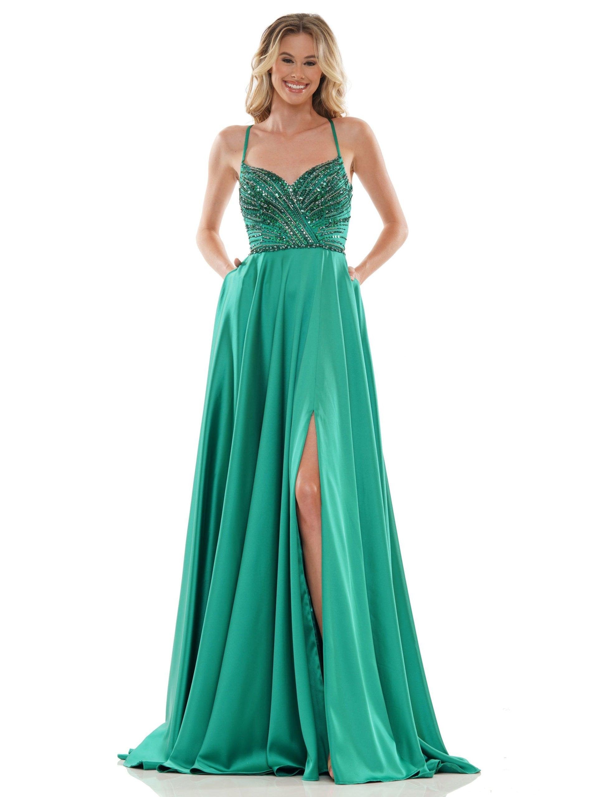 Colors Long Formal Beaded Prom Dress 2672 - The Dress Outlet