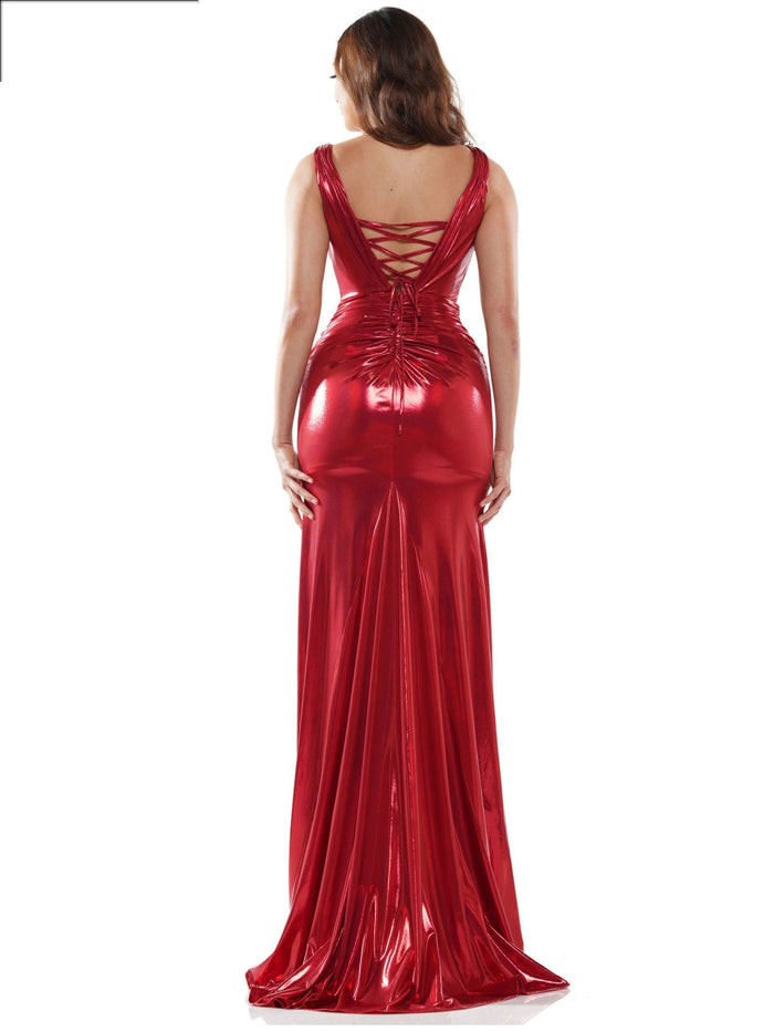 Colors Long Formal Fitted Metallic Prom Dress 2434 - The Dress Outlet