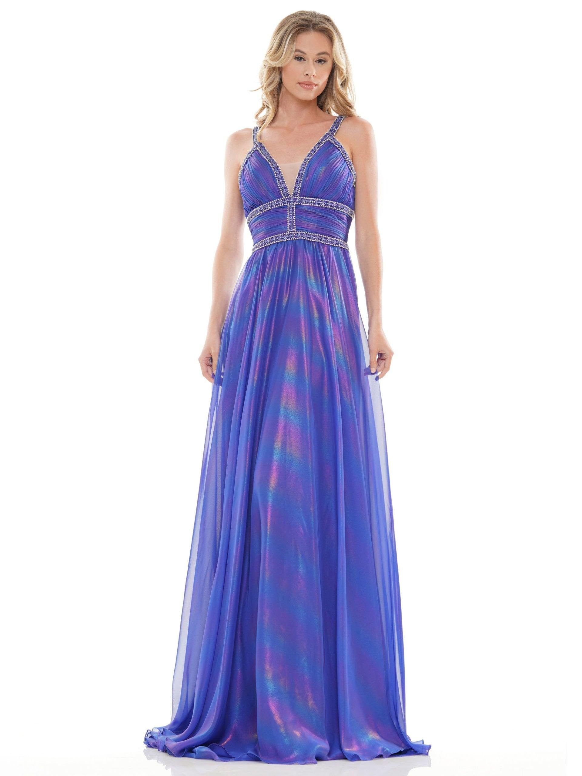 Colors Long Formal Glitter Chiffon Prom Dress 2700 - The Dress Outlet