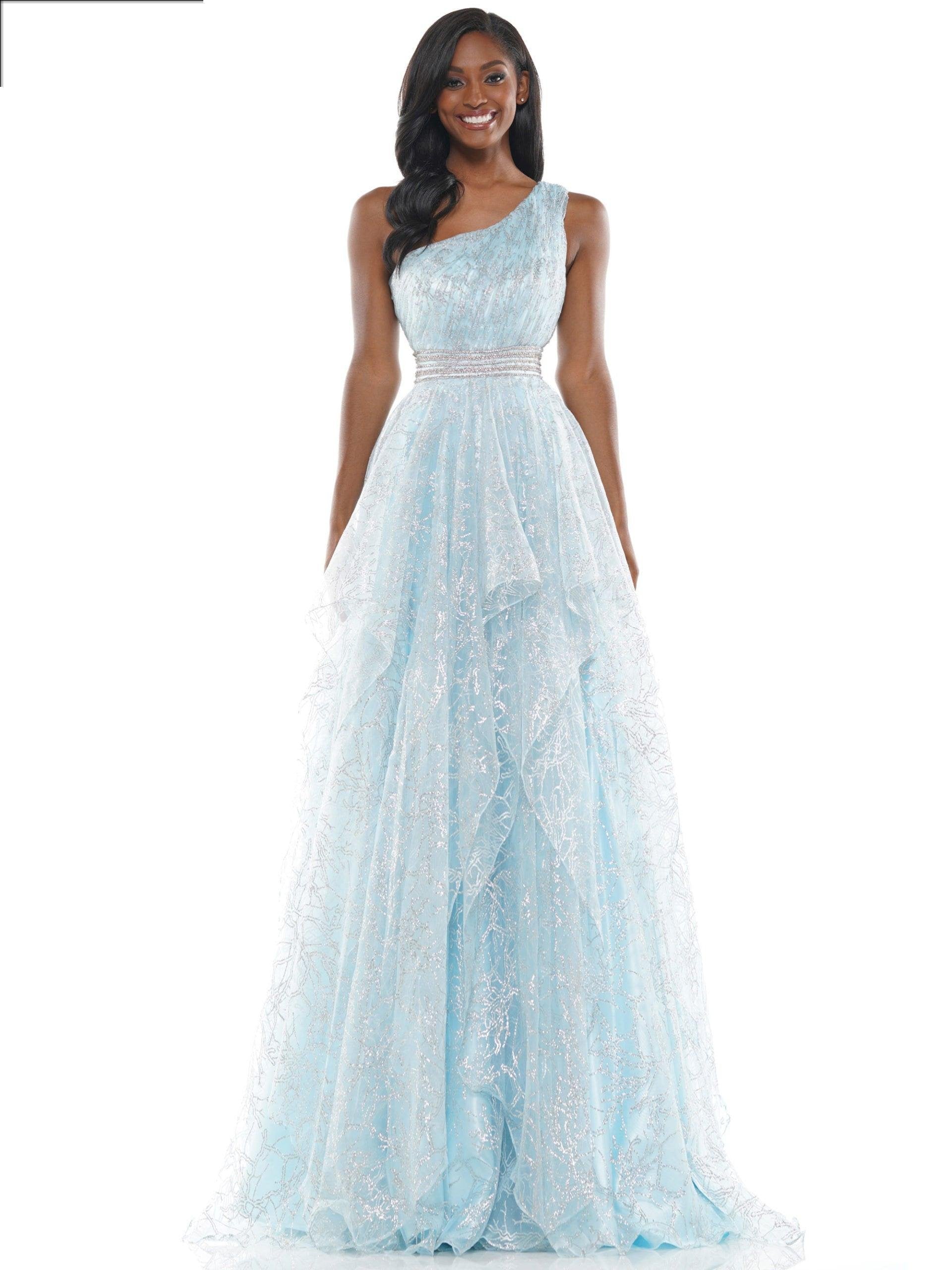 Colors Long Formal Glitter Mesh Prom Dress 2650 - The Dress Outlet