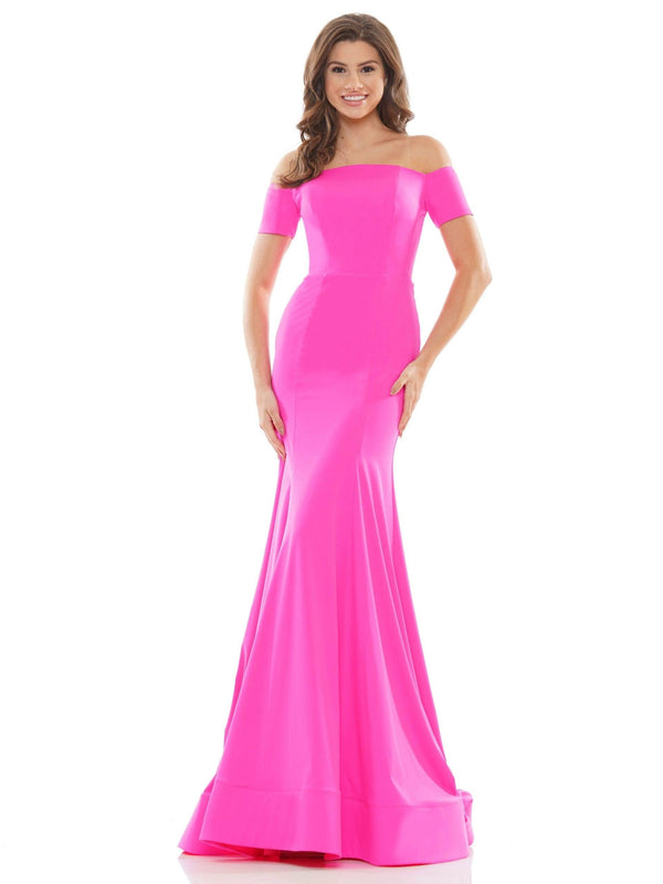Colors 2674 Colors Long Off Shoulder Fitted Prom Dress