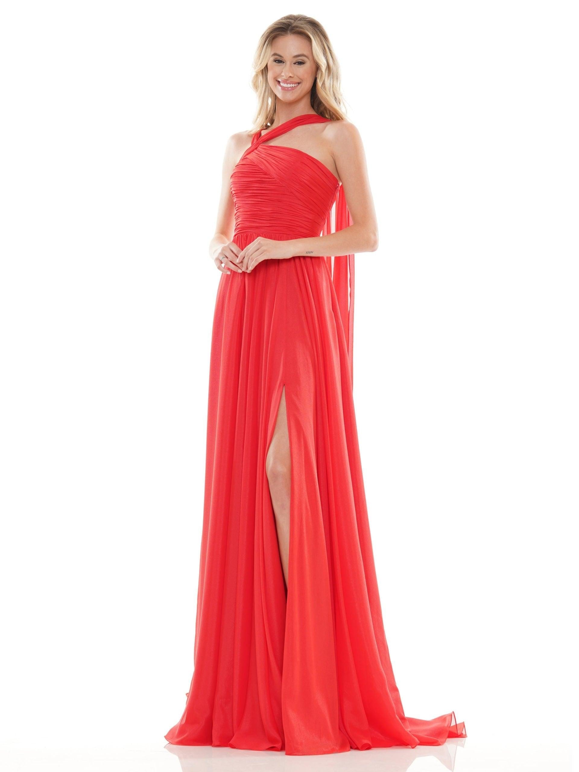 Colors Long One Shoulder Prom Chiffon Dress 2714 - The Dress Outlet