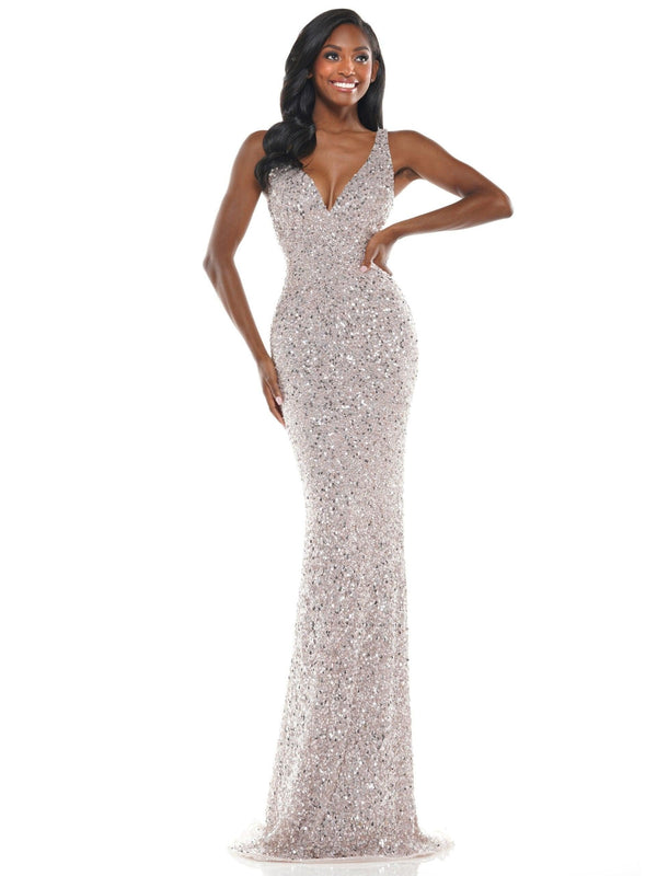 Colors K103 Colors Long Sleeveless Fitted Formal Prom Dress
