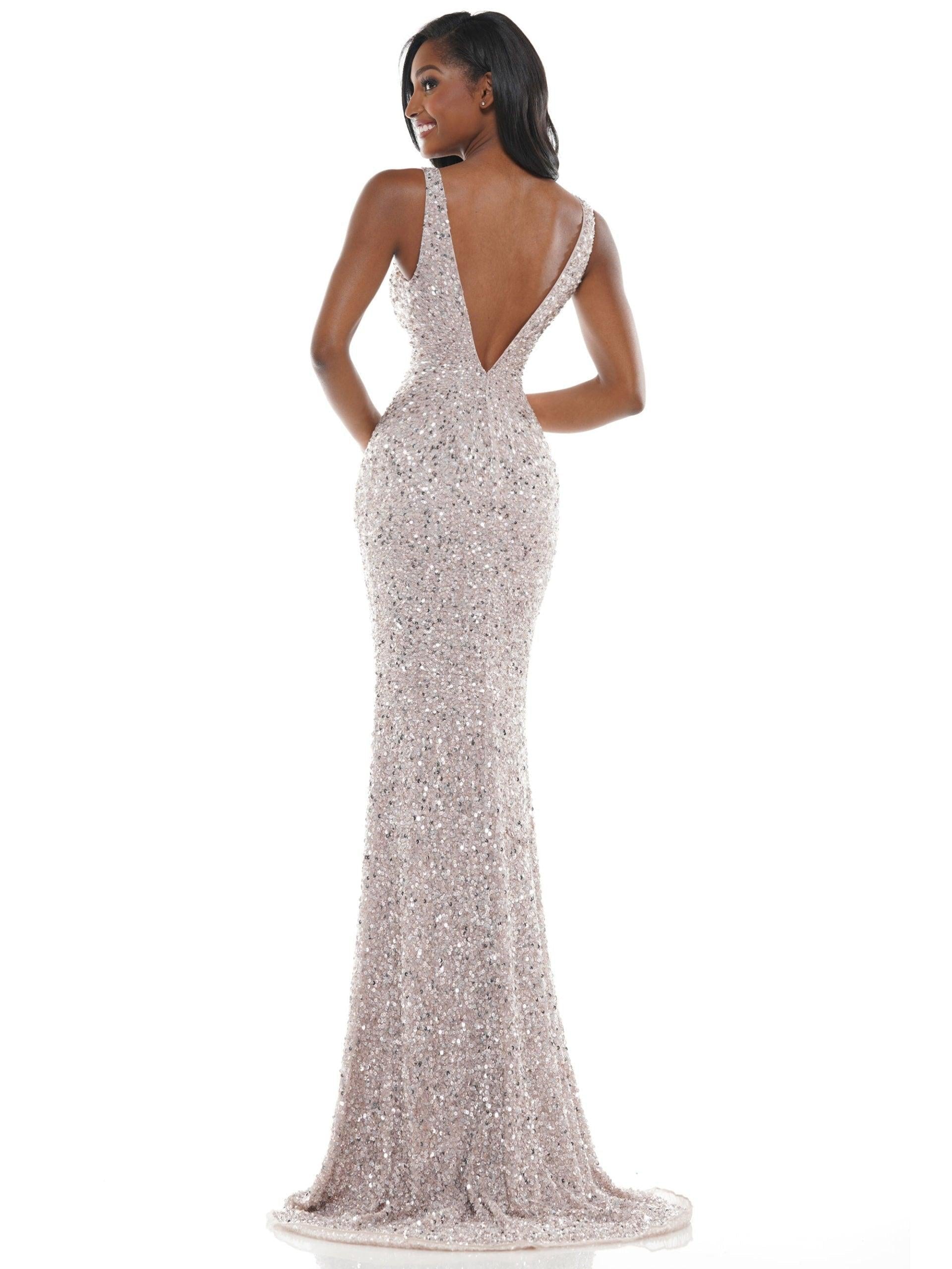 Colors Long Sleeveless Fitted Formal Prom Dress 103 - The Dress Outlet