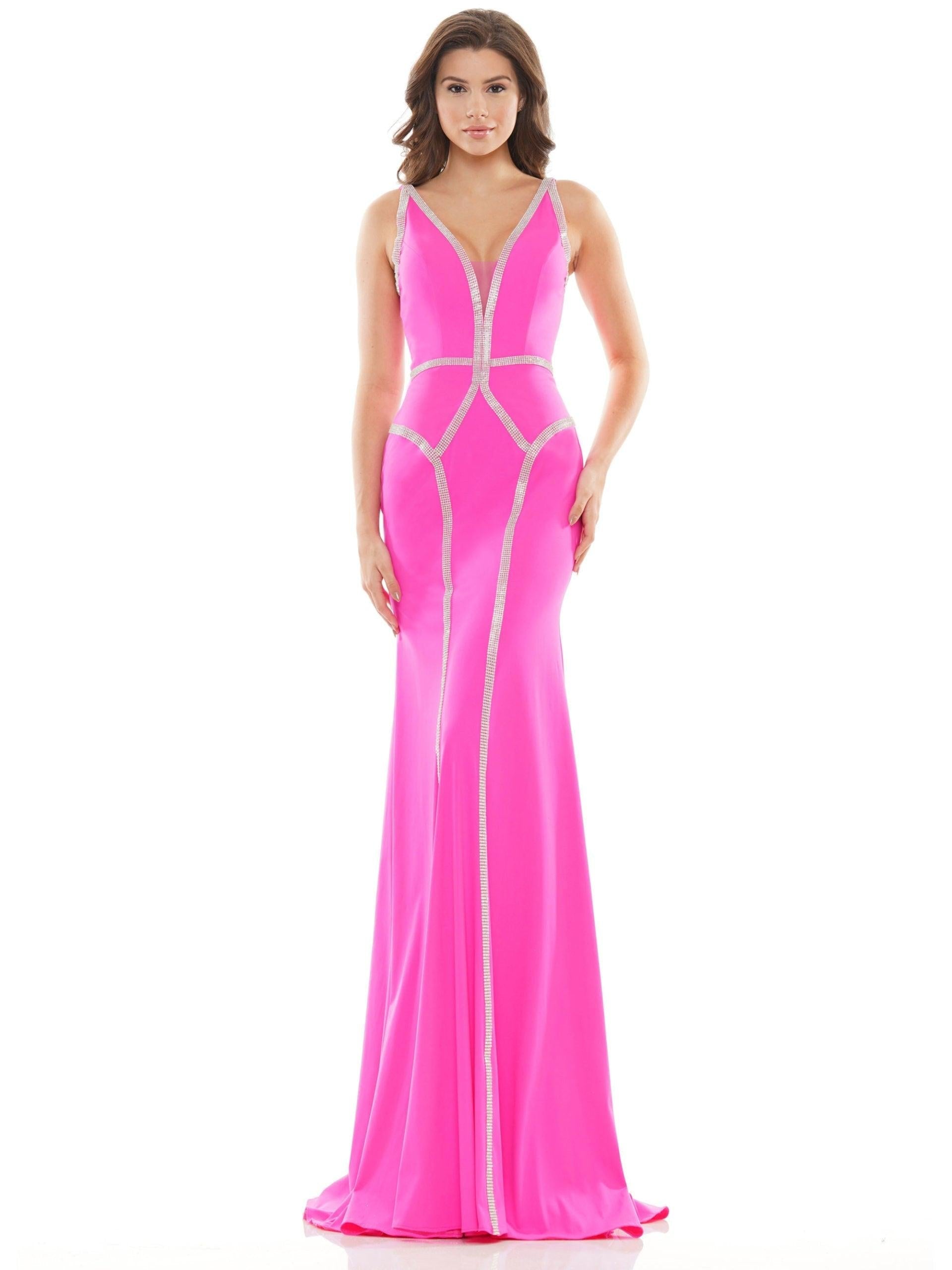 Colors Long Sleeveless Formal Beaded Dress 2696 - The Dress Outlet