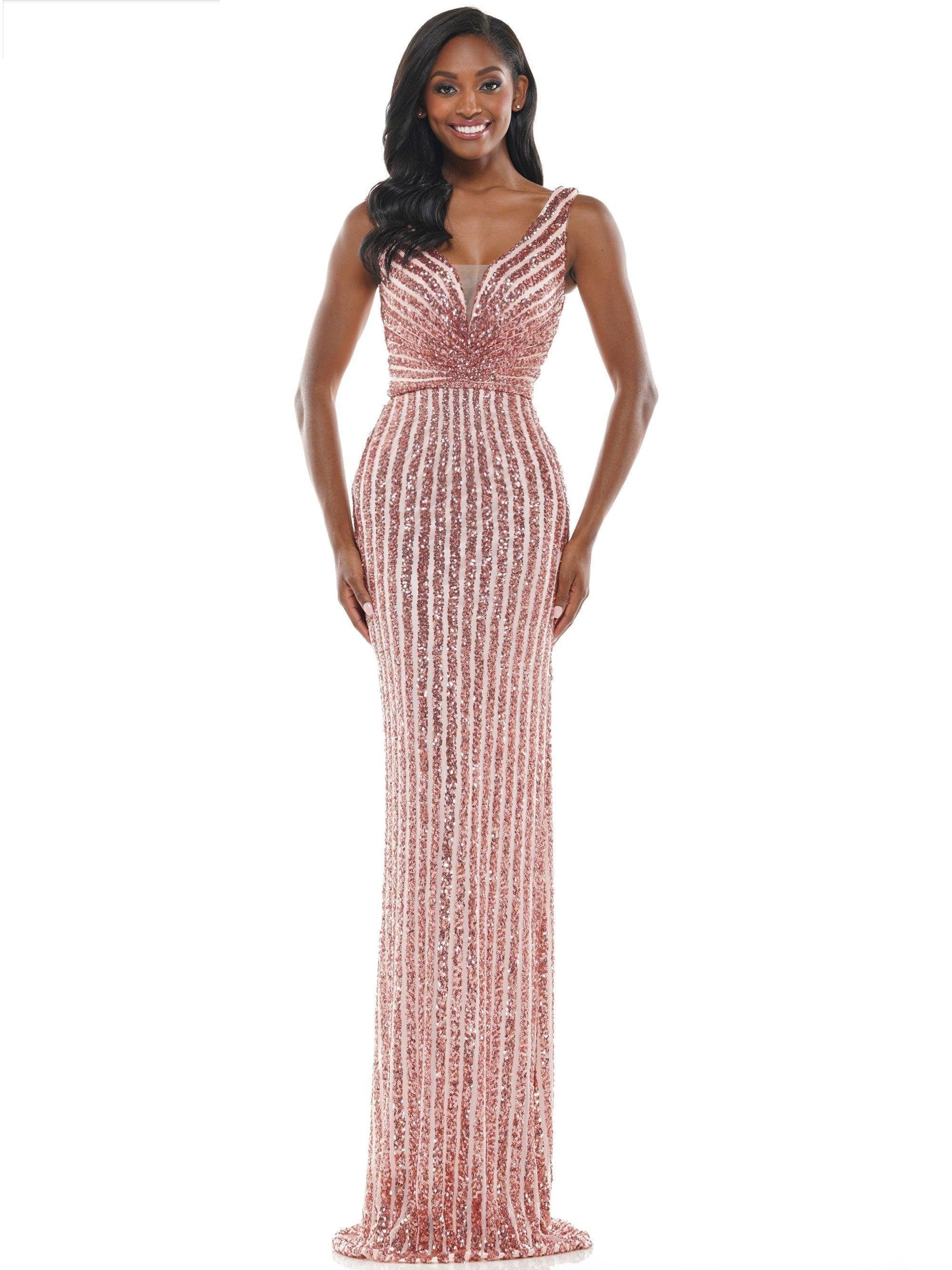 Colors Long Sleeveless Formal Fitted Prom Gown 1042 - The Dress Outlet