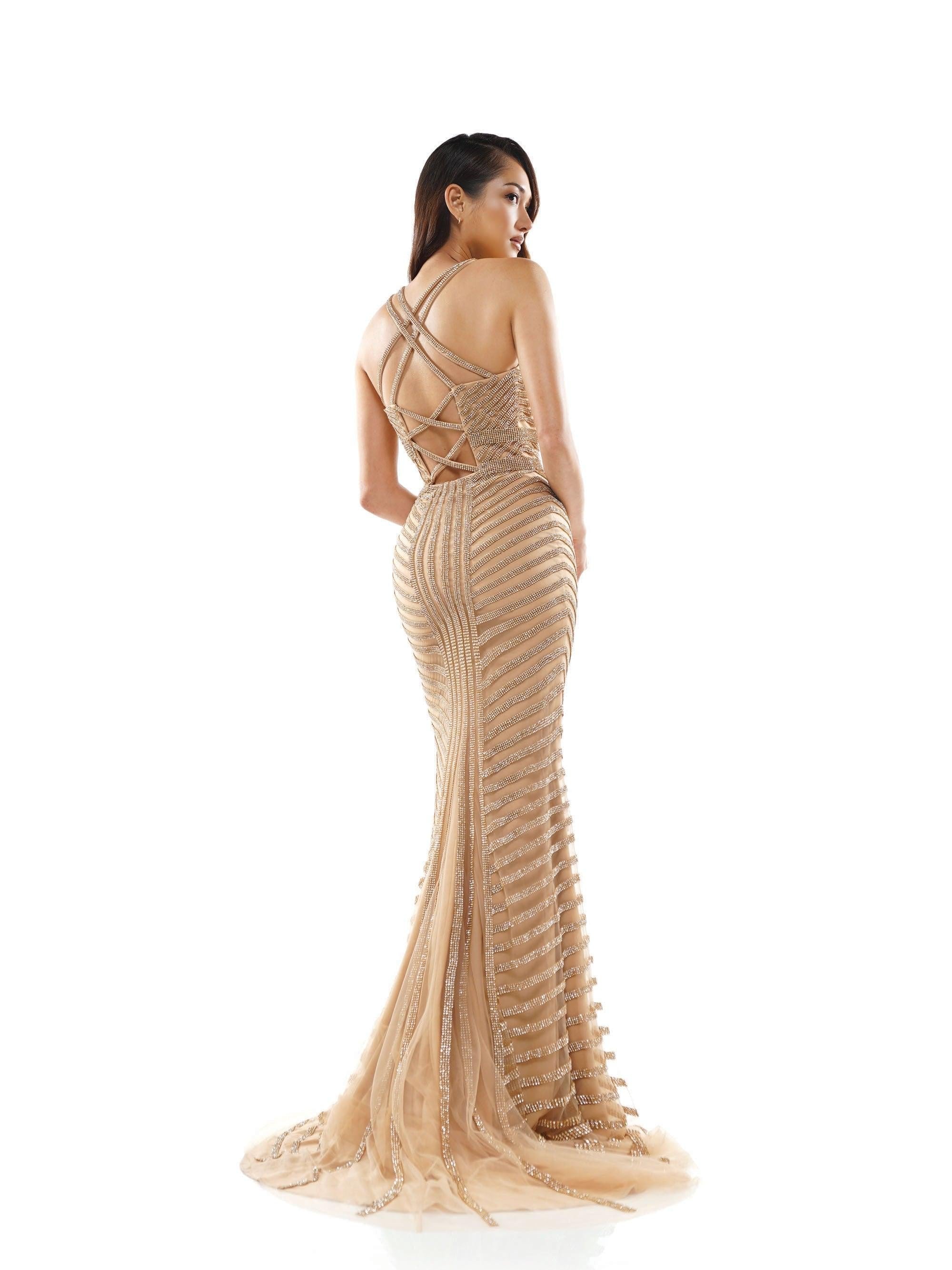 Colors Long Sleeveless Formal Fitted Prom Gown 2337 - The Dress Outlet