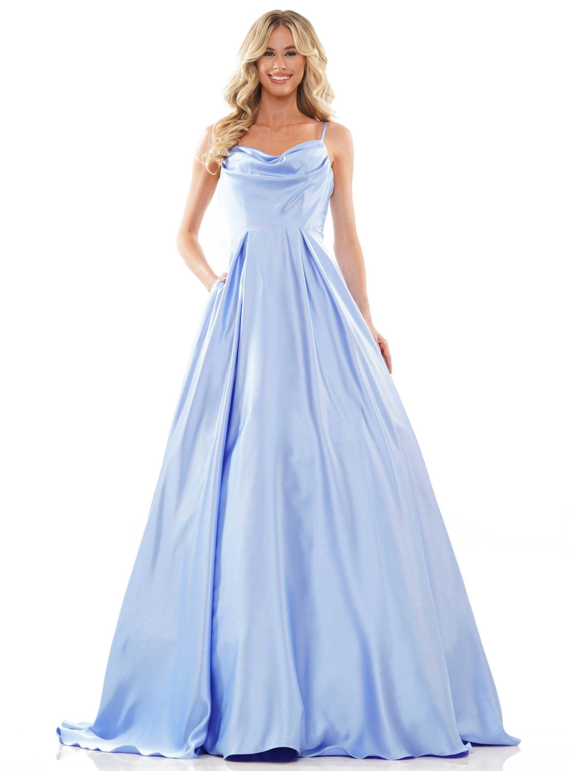 Colors Long Spaghetti Strap Evening Dress G1088 - The Dress Outlet