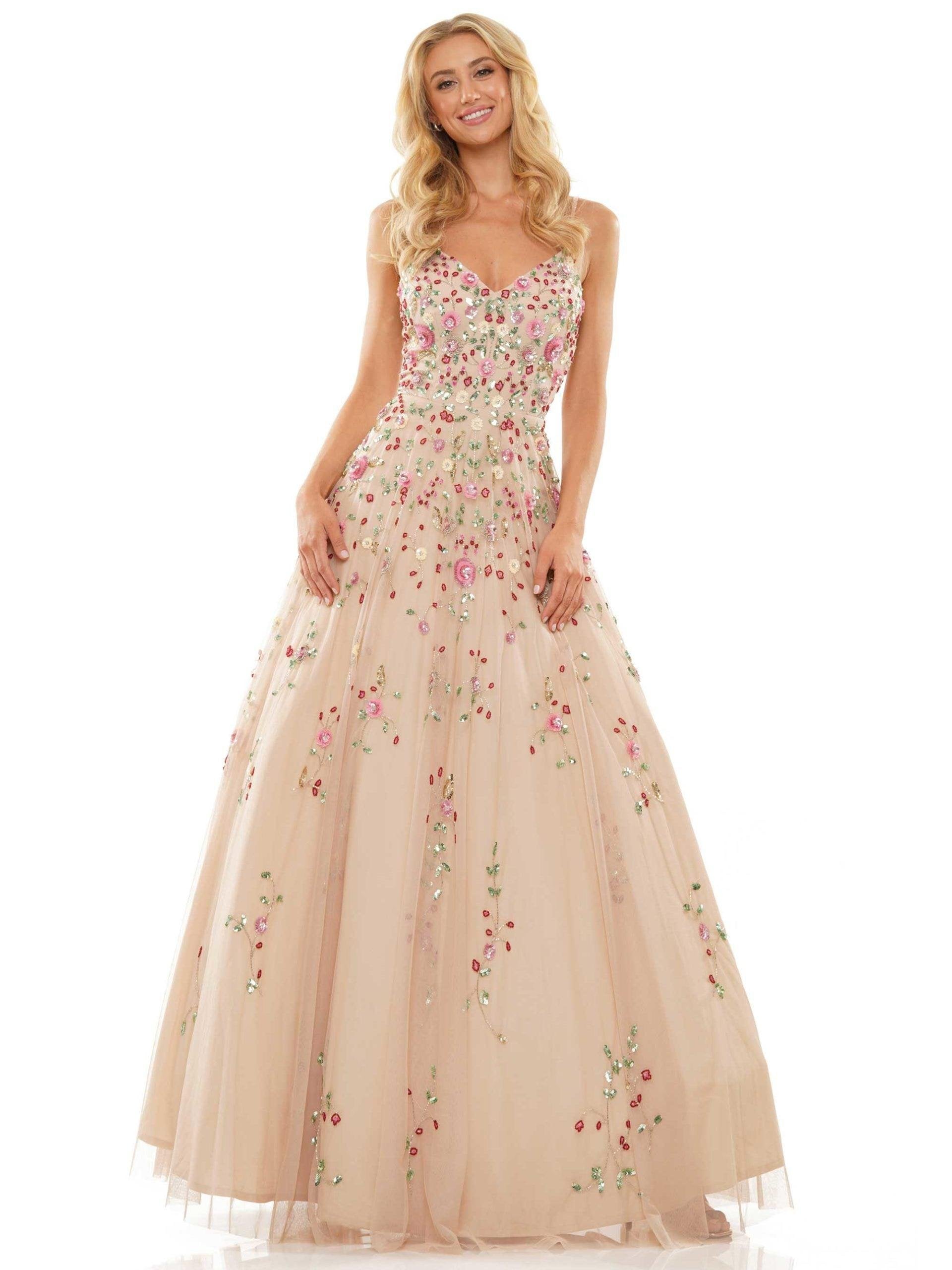 Colors Long Spaghetti Strap Evening Dress K141 - The Dress Outlet