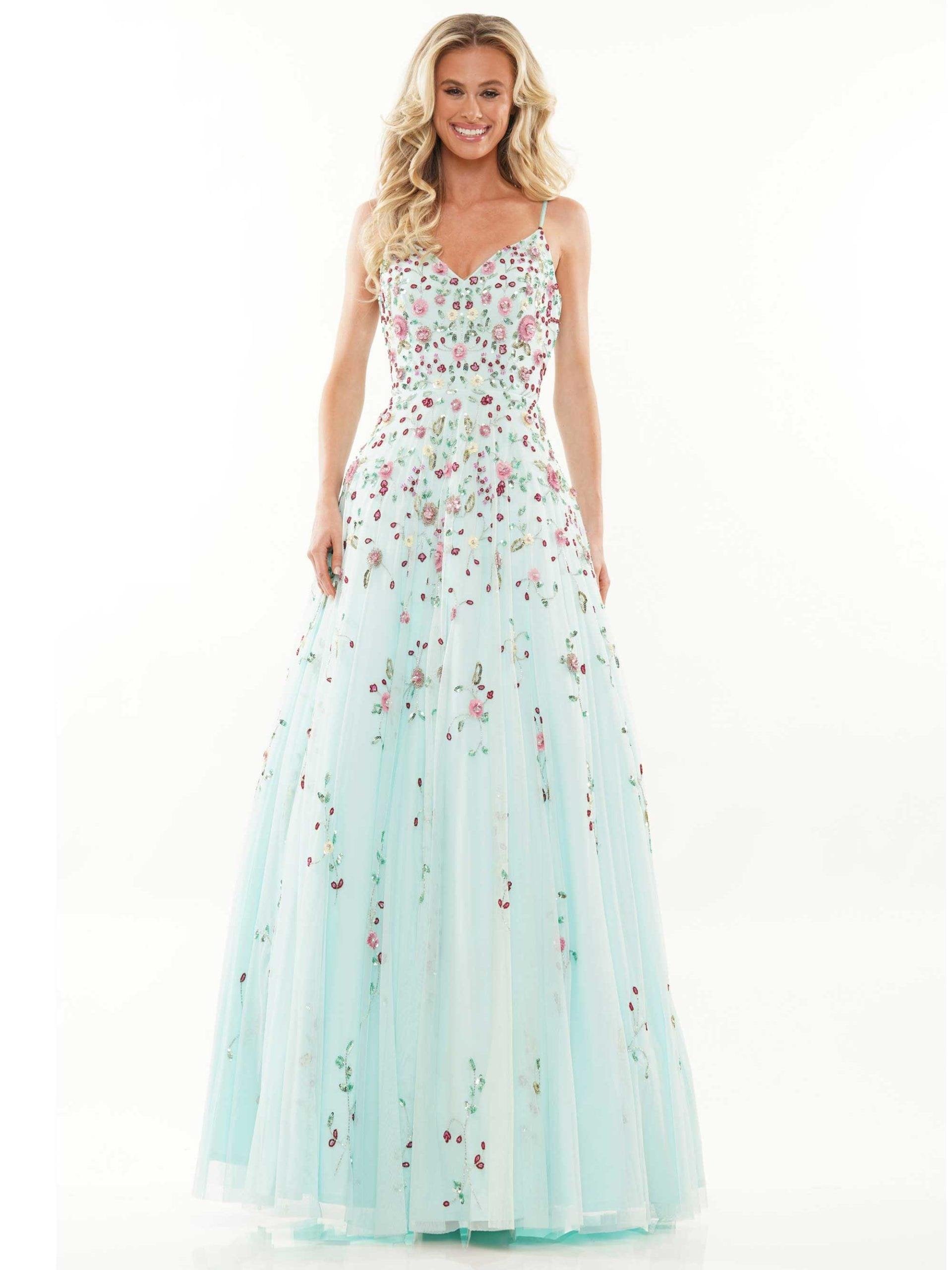 Colors Long Spaghetti Strap Evening Dress K141 - The Dress Outlet