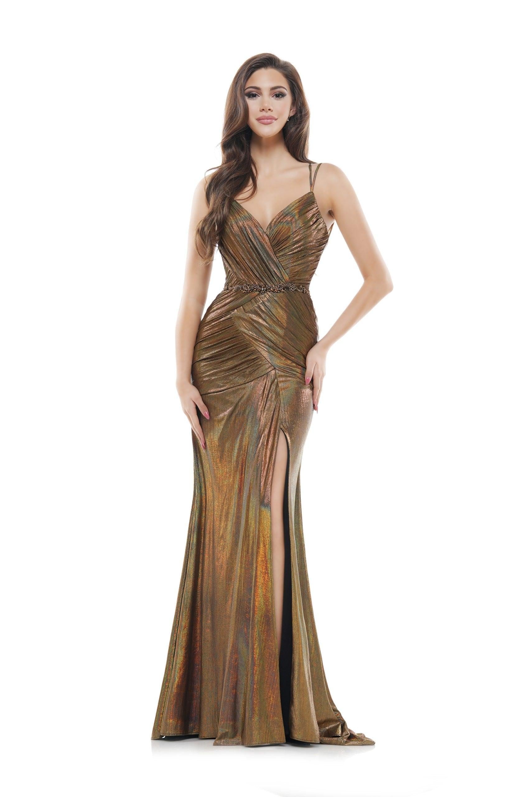 Colors Long Spaghetti Strap Fitted Prom Dress 2570 - The Dress Outlet