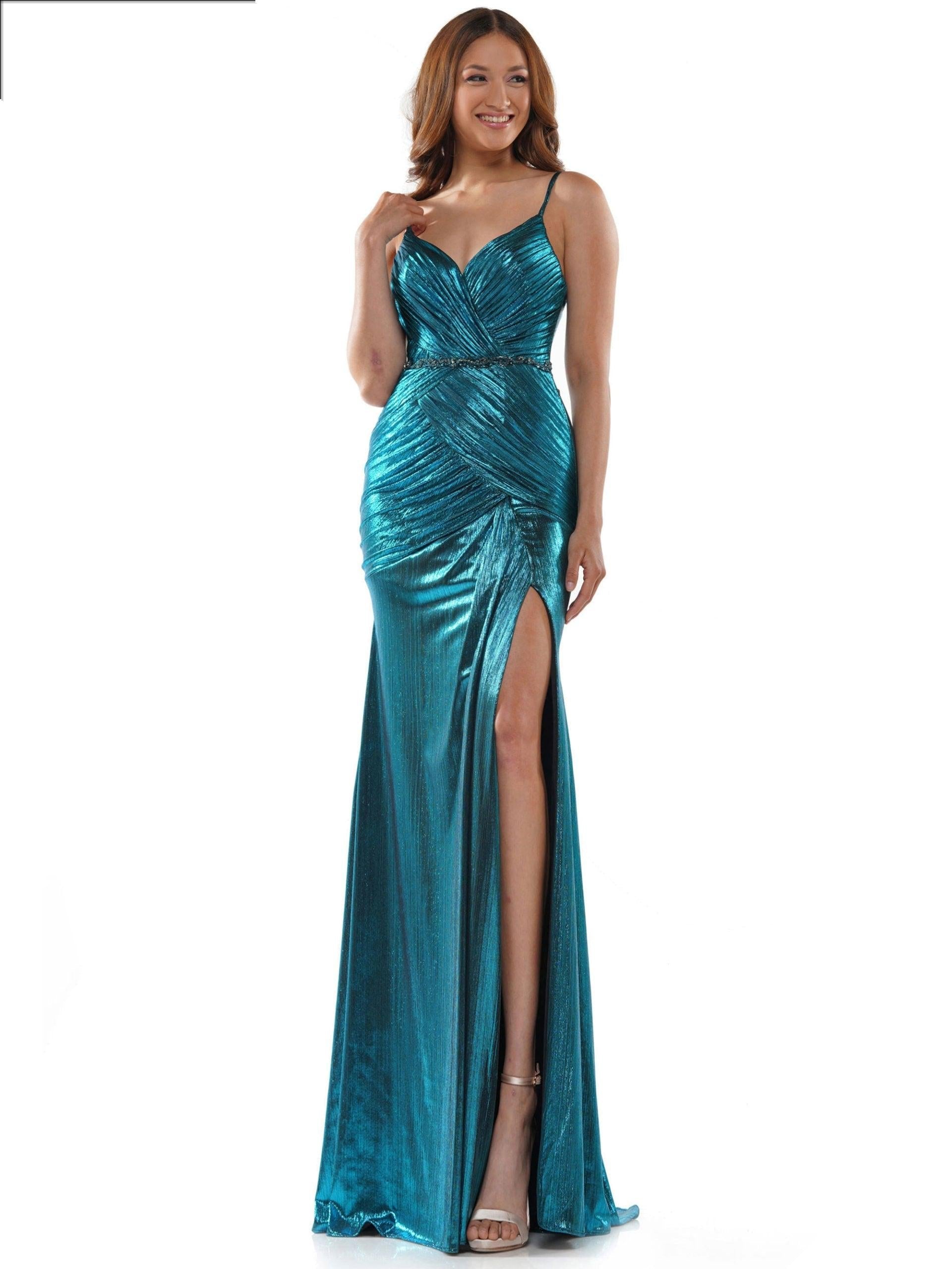 Colors Long Spaghetti Strap Fitted Prom Dress 2570 - The Dress Outlet