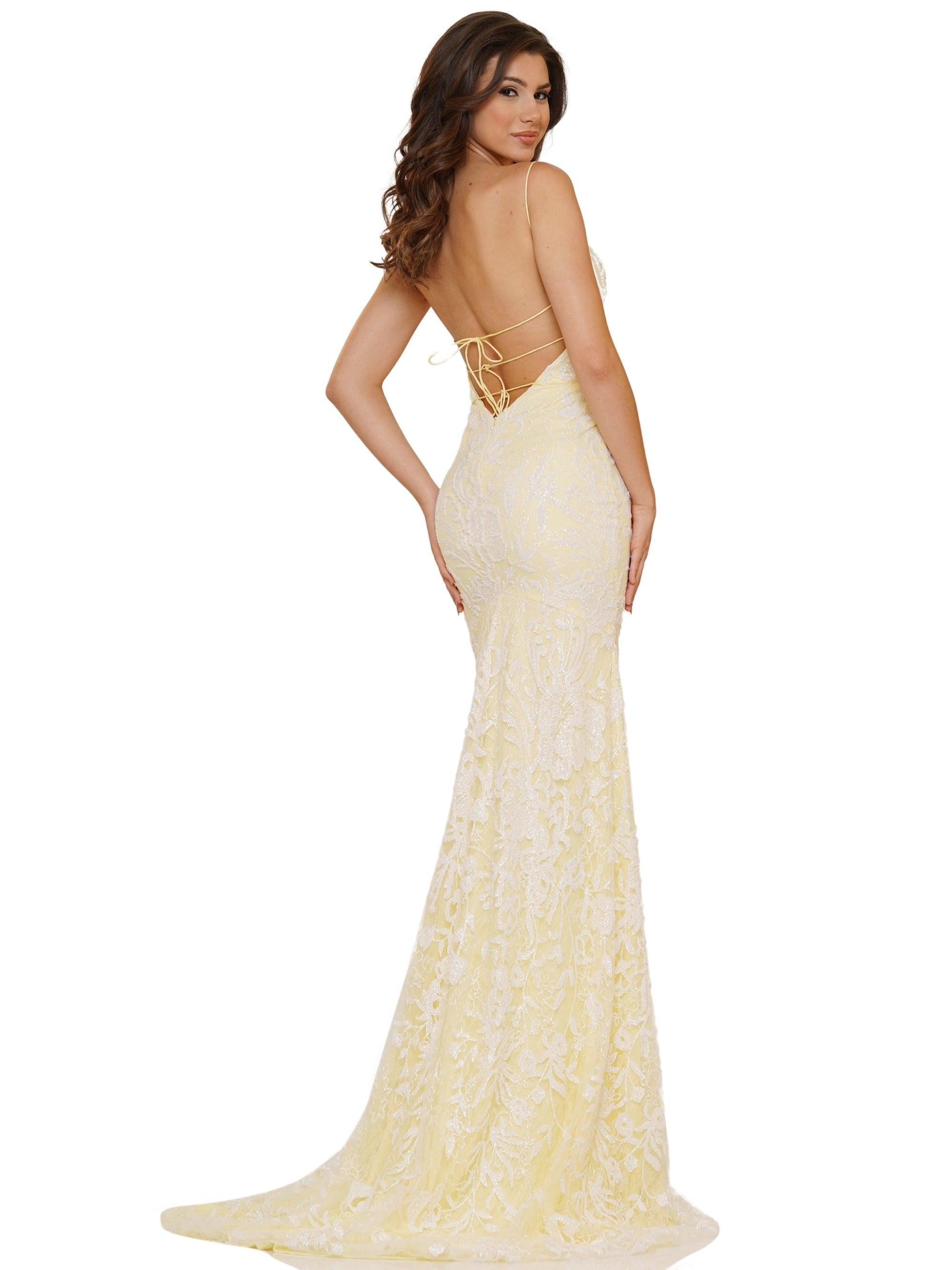 Colors Long Spaghetti Strap Glitter Prom Dress 1076 - The Dress Outlet