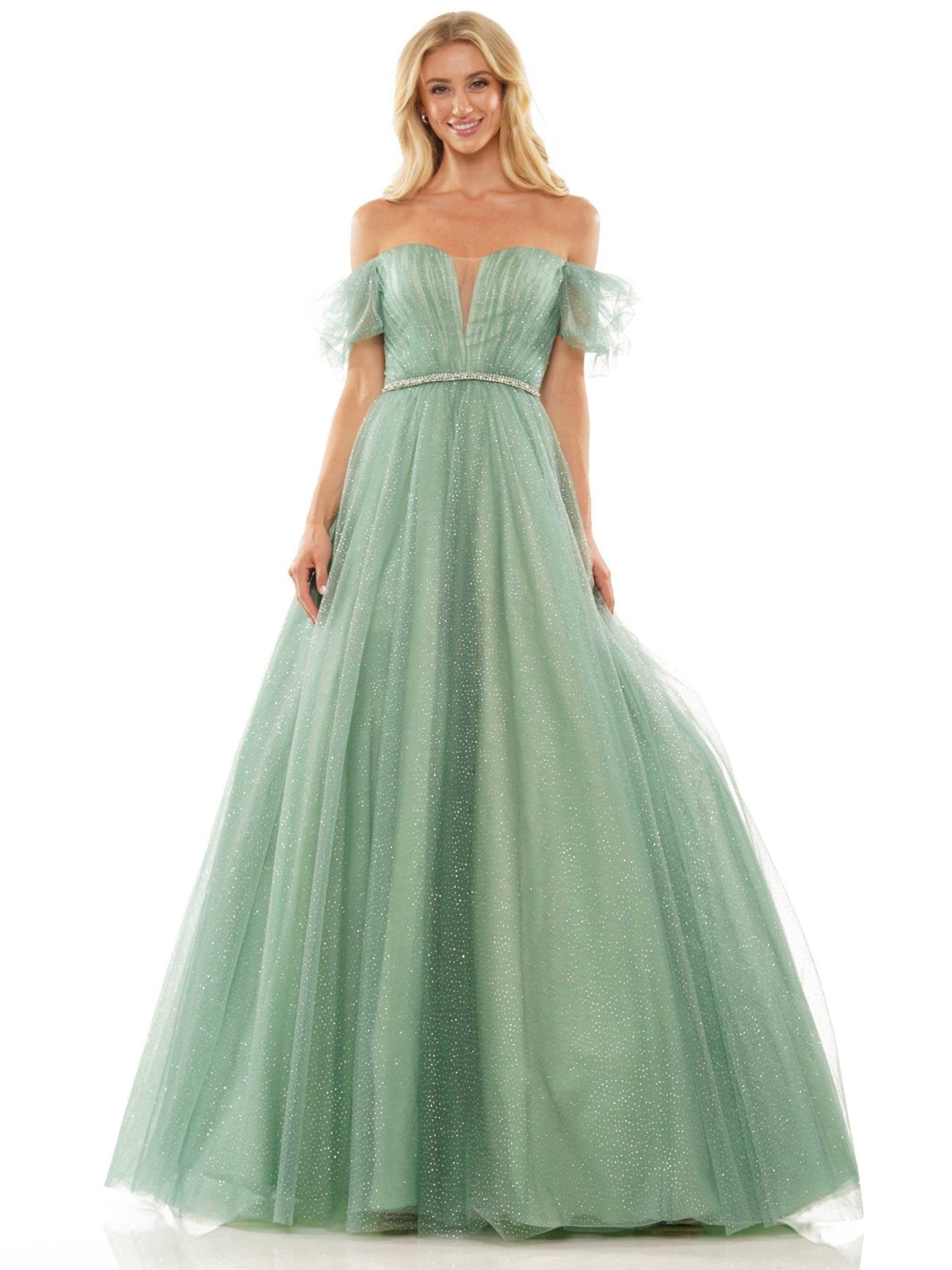 Colors Off Shoulder Long Prom Dress 2912 - The Dress Outlet