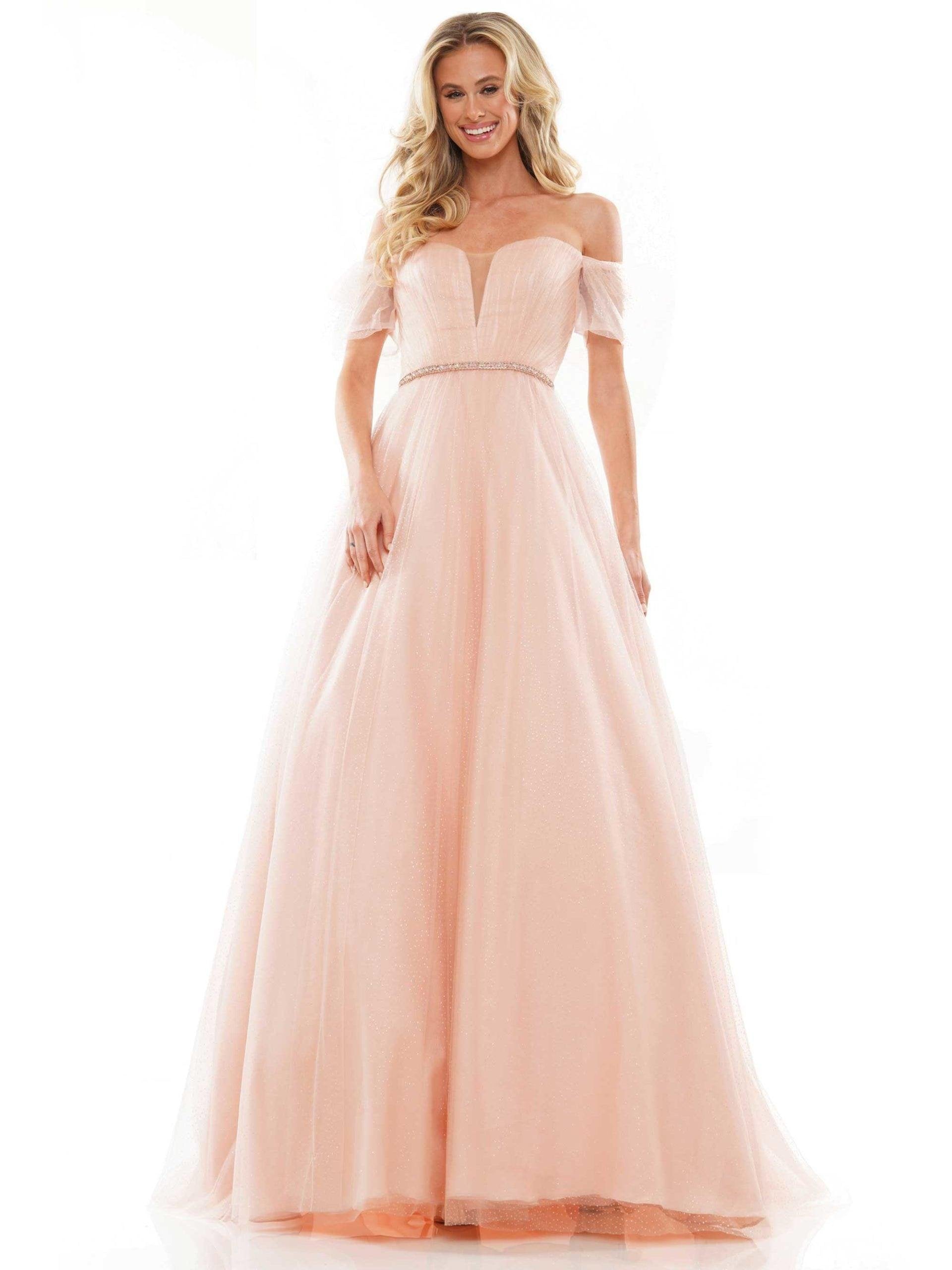 Colors Off Shoulder Long Prom Dress 2912 - The Dress Outlet