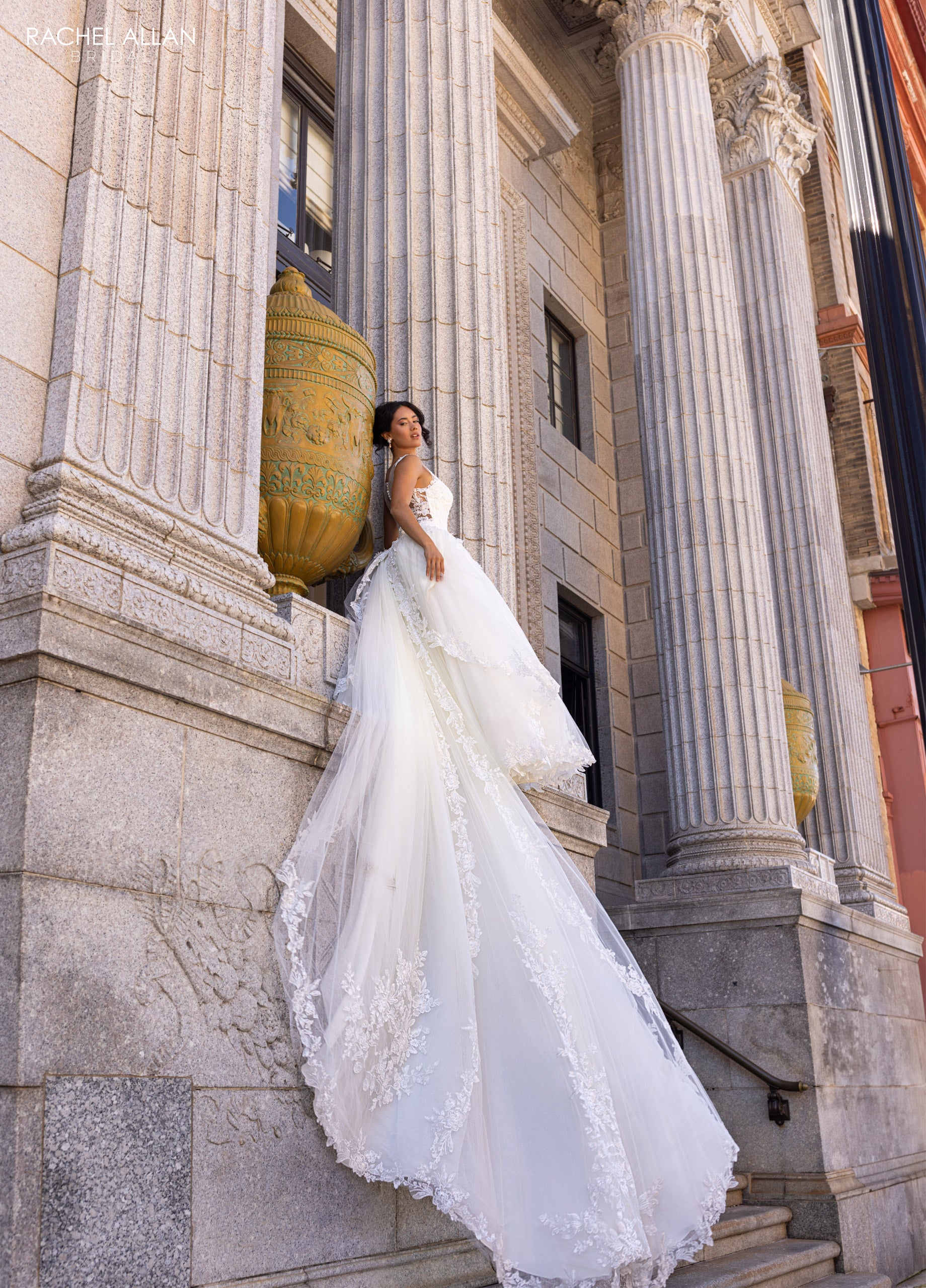 Rachel Allan RB4210 Glitter Long A Line Applique Wedding Dress