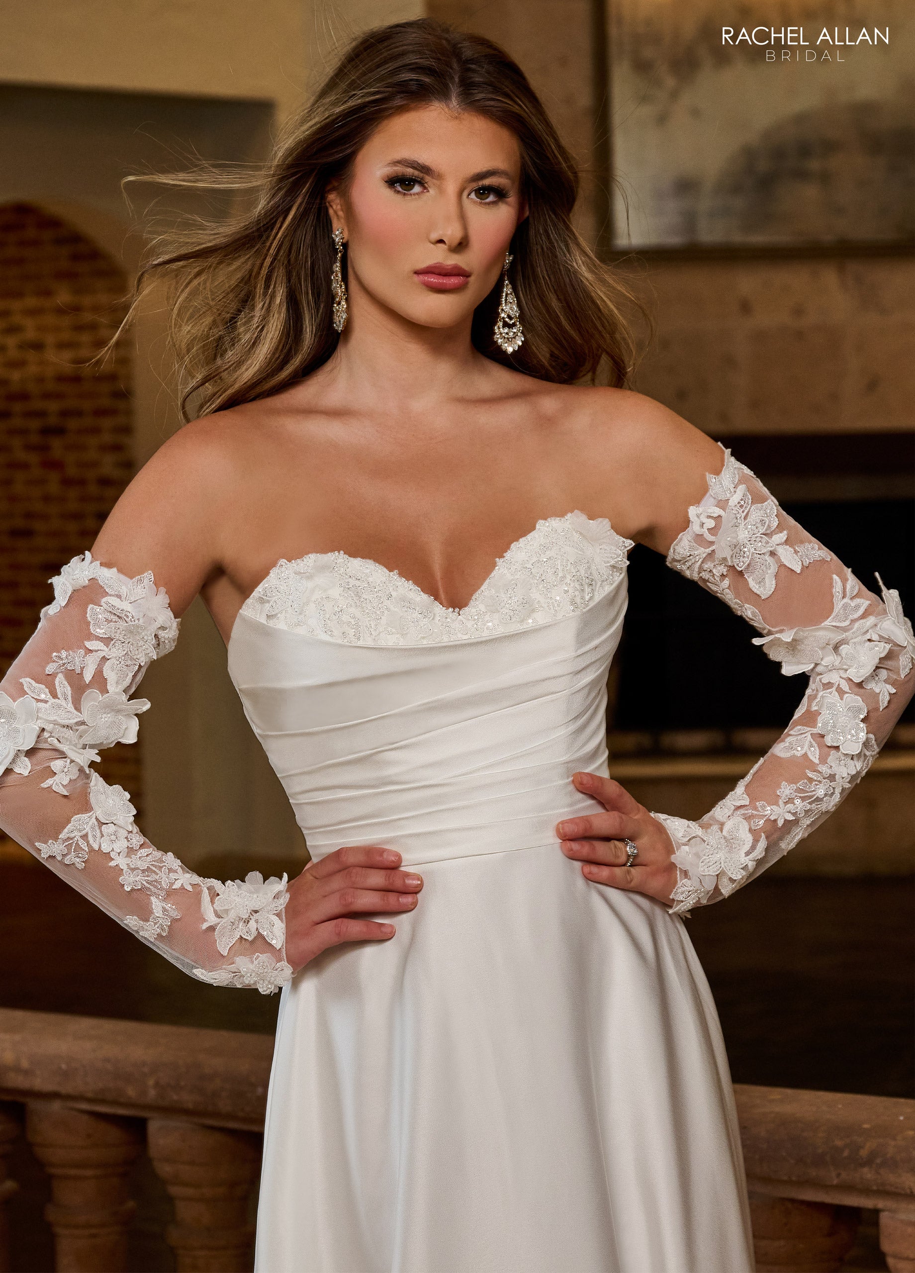 Rachel Allan RB4202 Bridal Gown Detachable Sleeves Long Wedding Dress