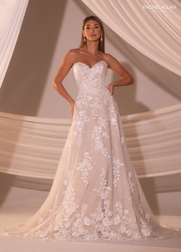 Rachel Allan RB4219 Beaded Lace Long A Line Wedding Dress