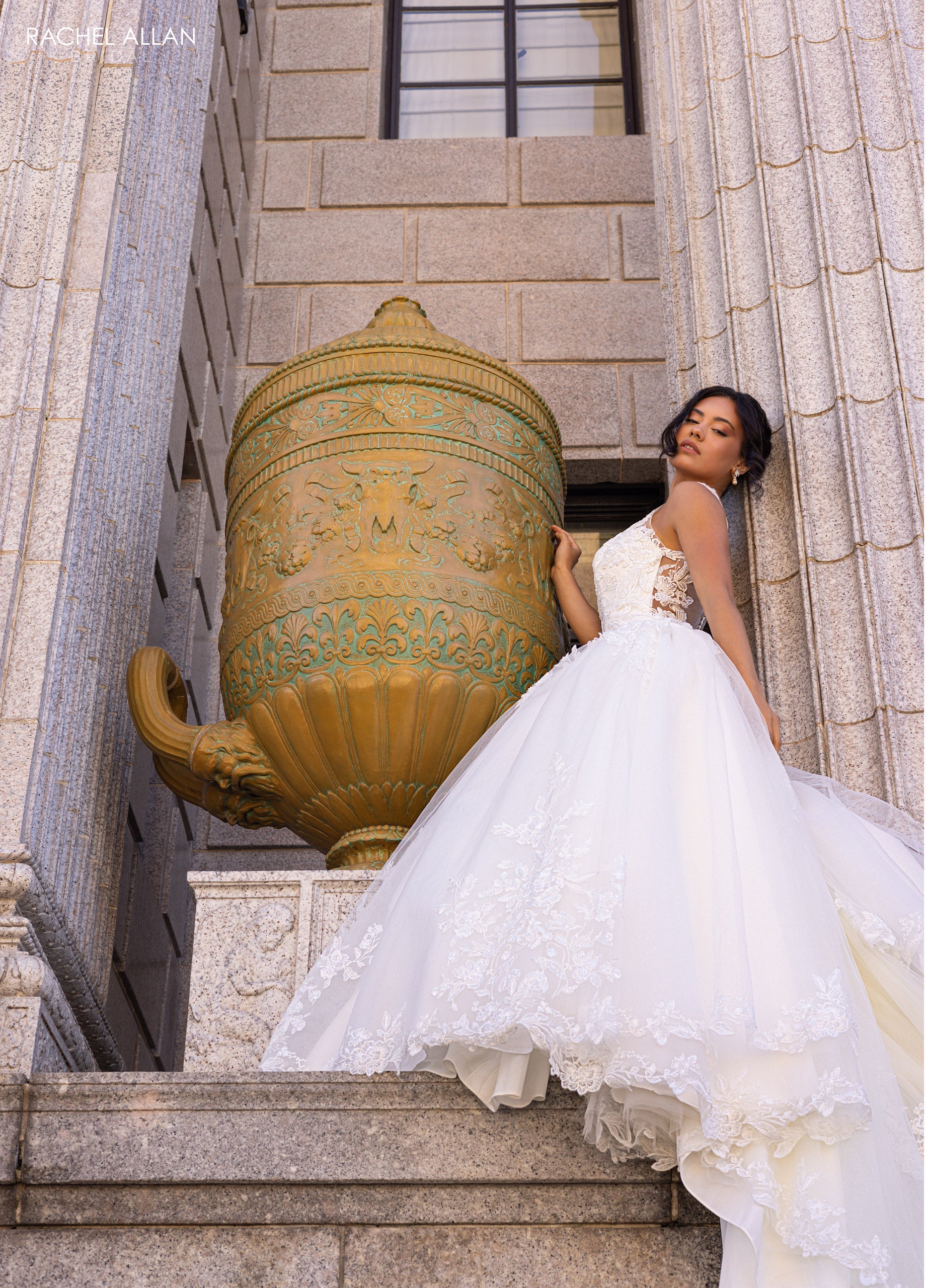 Rachel Allan RB4210 Glitter Long A Line Applique Wedding Dress