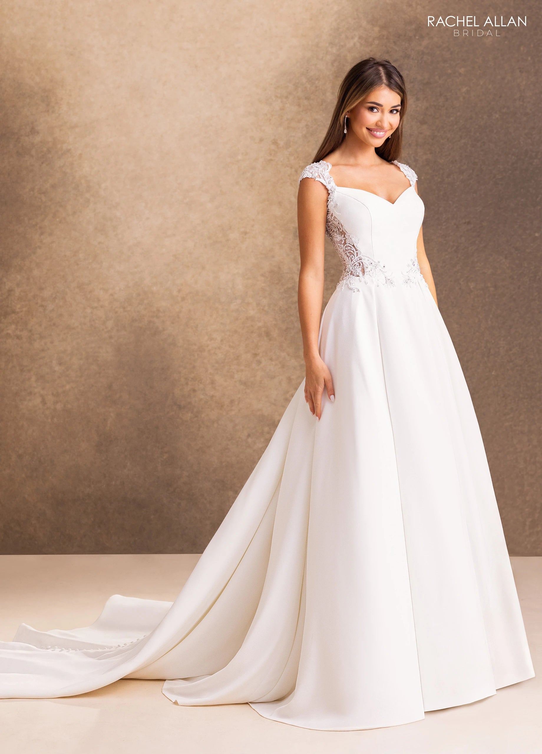 Sweetheart Floor-Length Satin Wedding Dress A-Line Rachel Allan RB4250