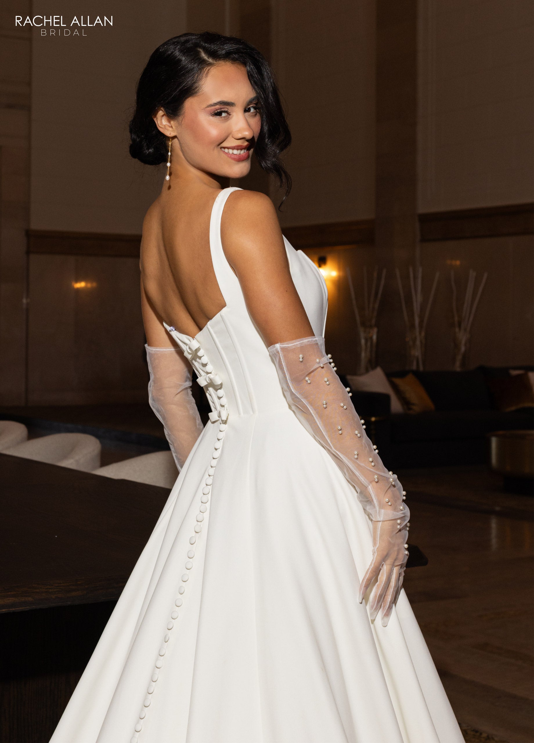 Rachel Allan RB4209 A Line Simple Long Wedding Dress