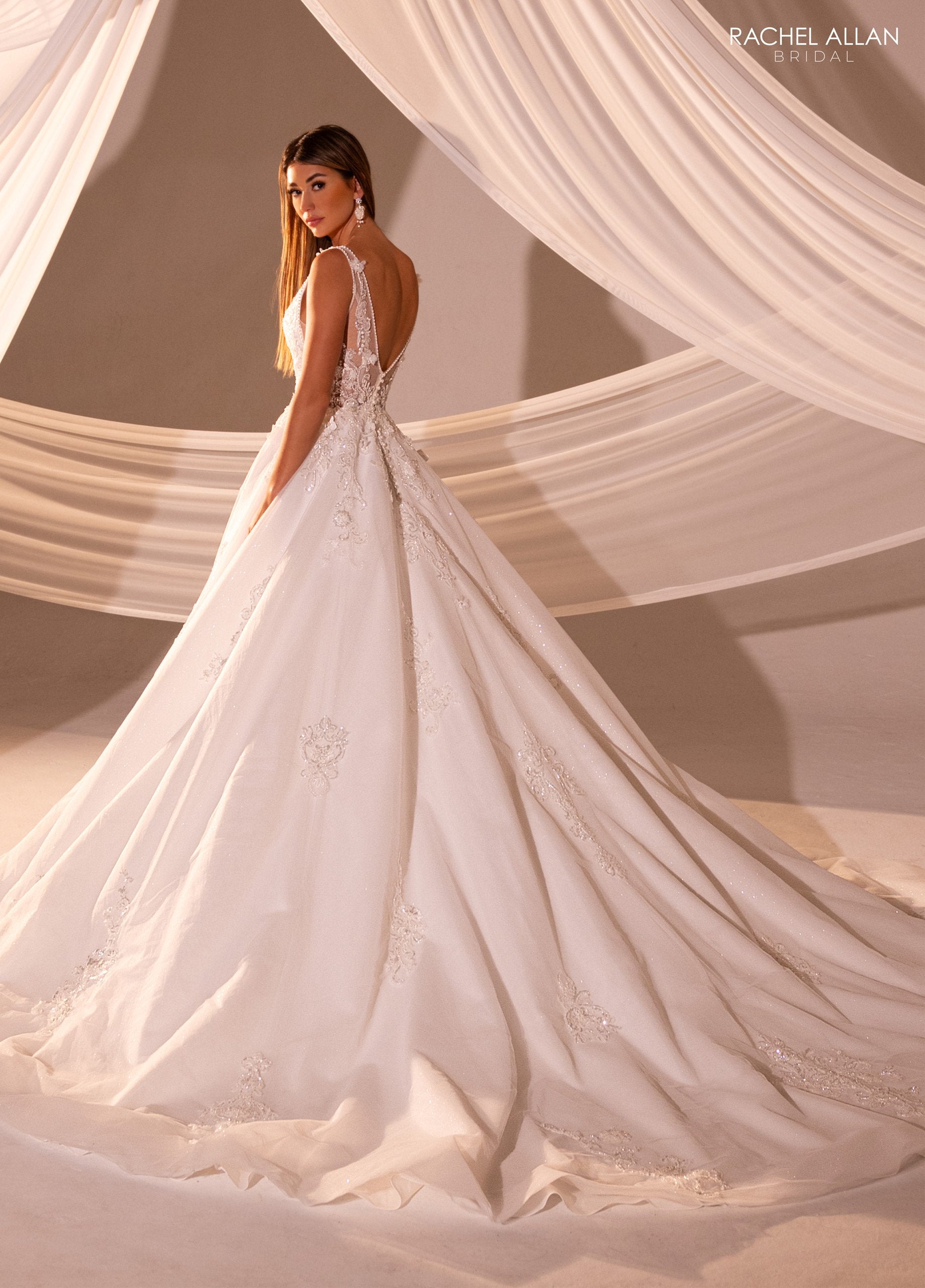 Wedding Dresses Long Floral Sequin Wedding Dress Ivory Nude