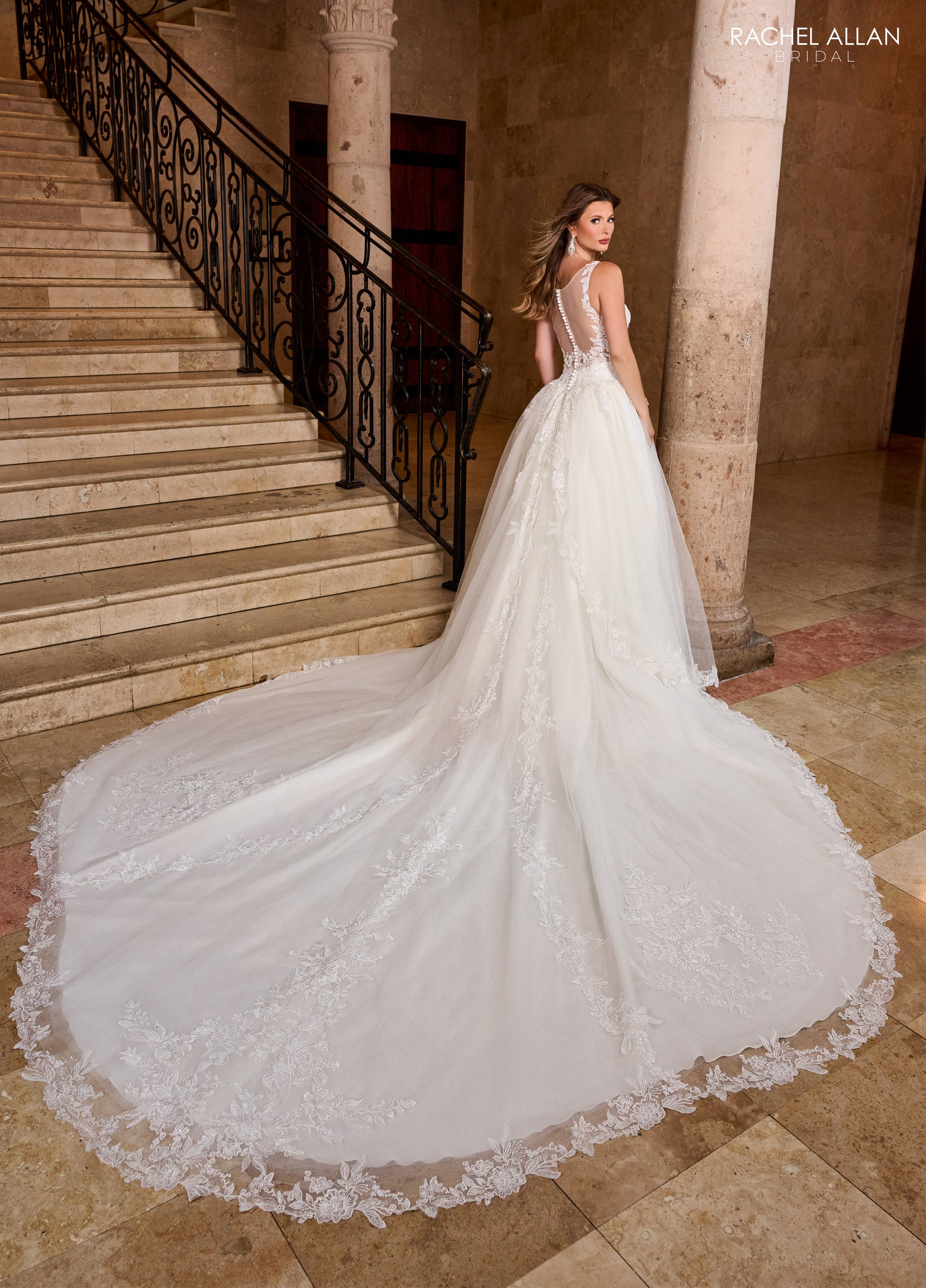 Rachel Allan RB4210 Glitter Long A Line Applique Wedding Dress