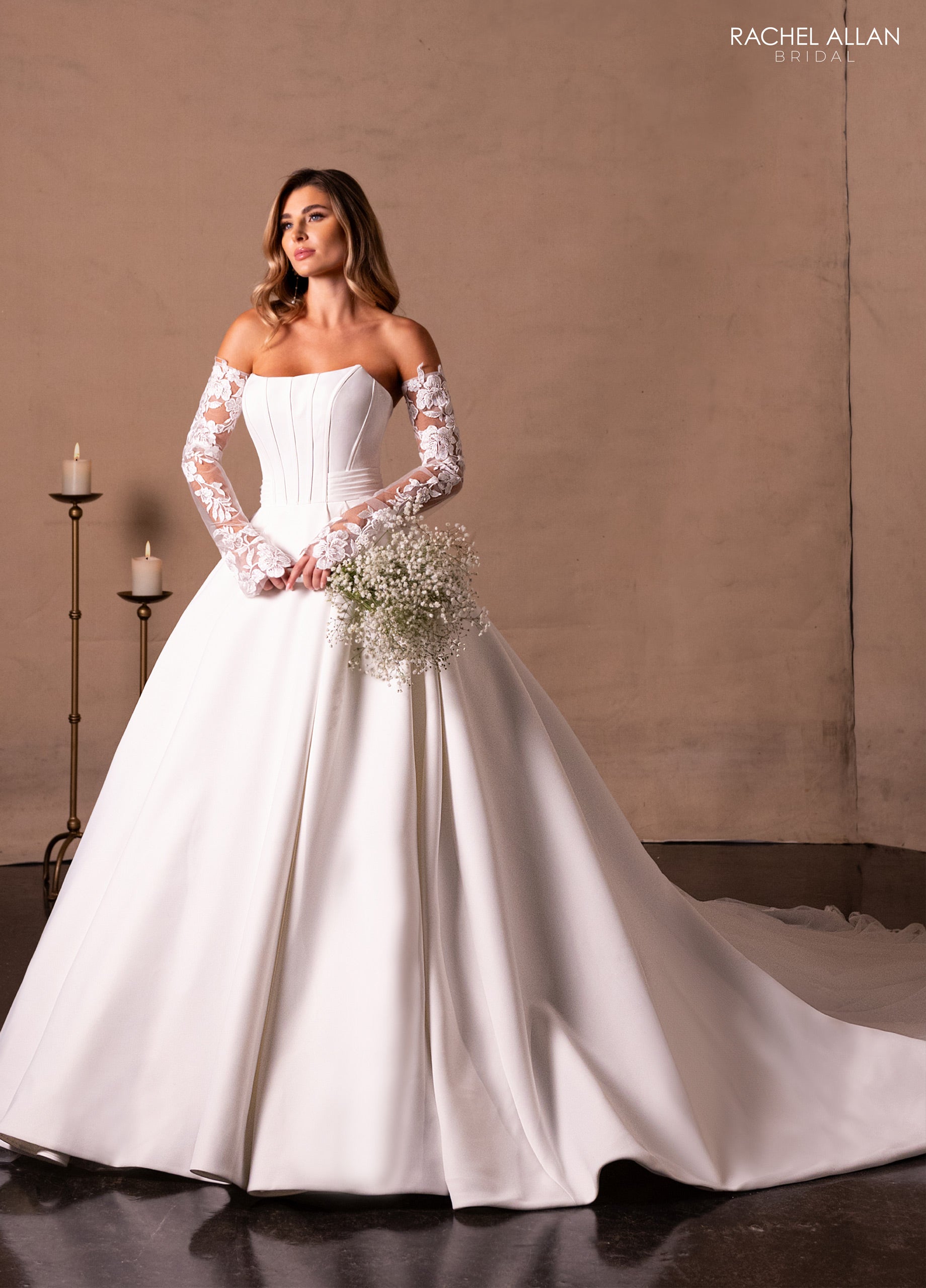 Wedding Dresses Long Pleated Wedding Dress Ivory
