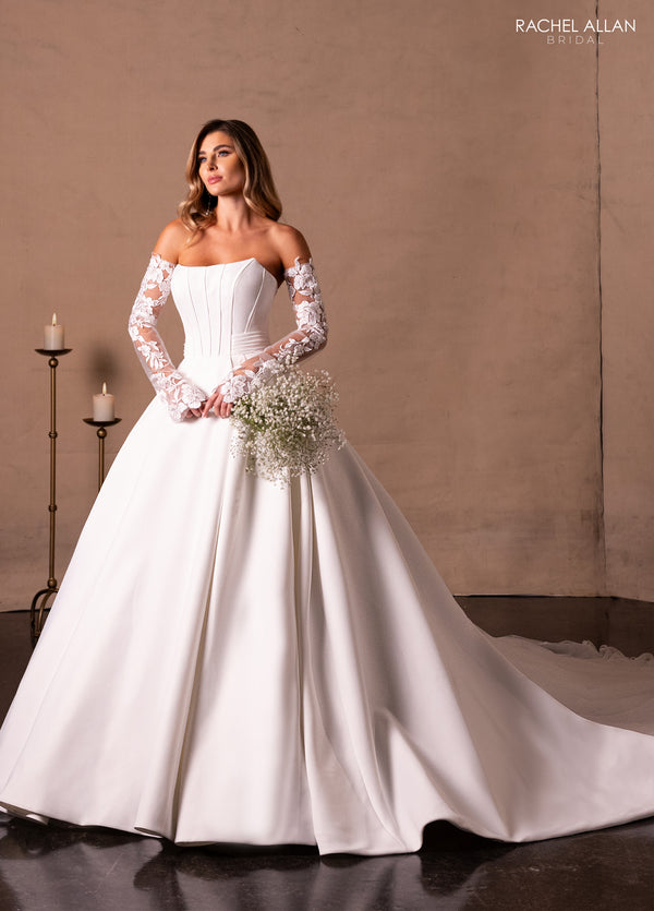Rachel Allan RB4221 Long Pleated Wedding Dress