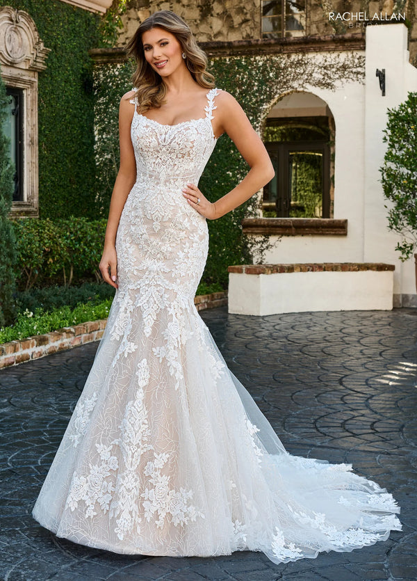 Sweetheart Floor-Length Lace Mermaid Bridal Gown with Illusion Straps Rachel Allan RB4193