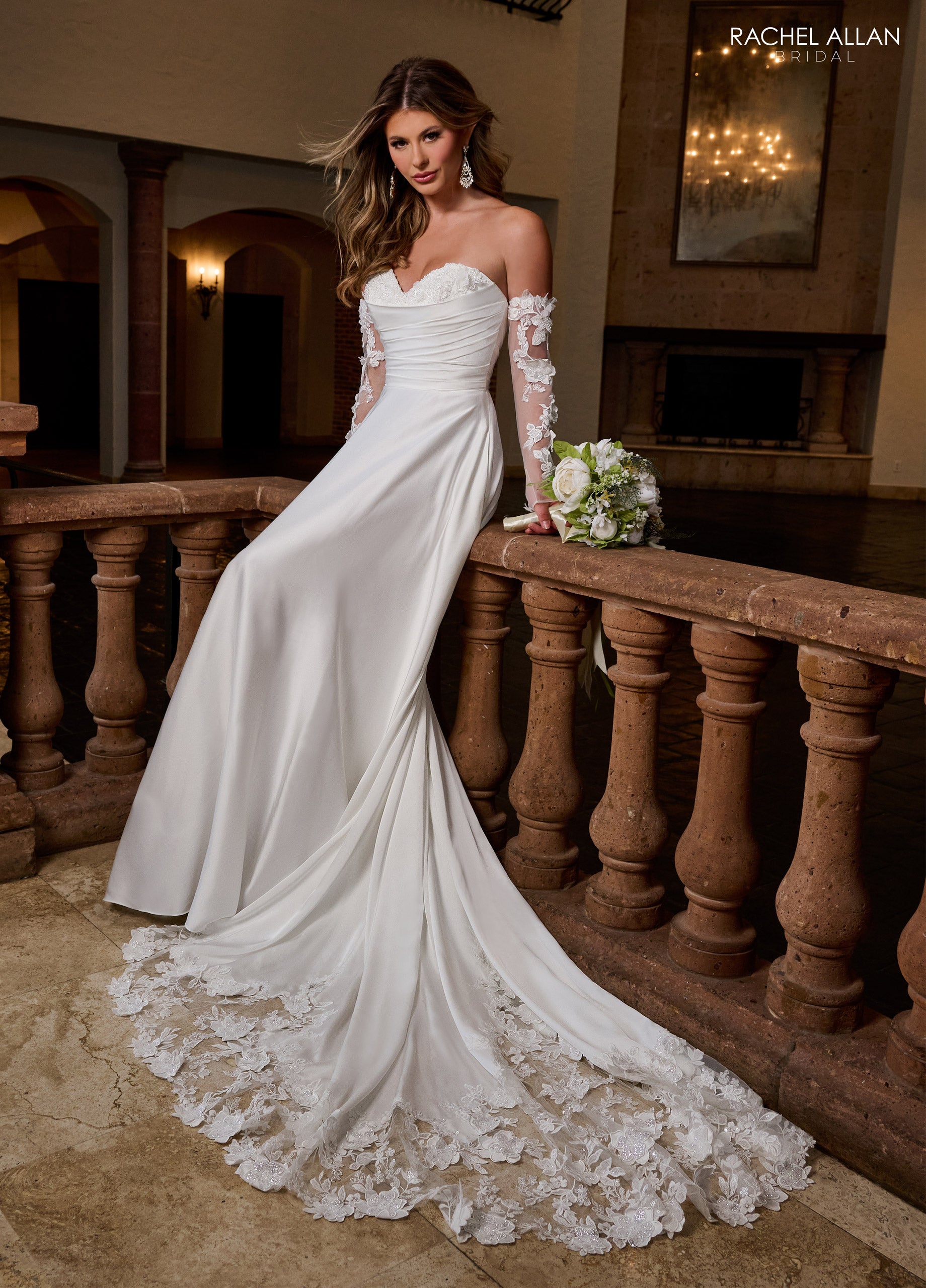 Rachel Allan RB4202 Bridal Gown Detachable Sleeves Long Wedding Dress