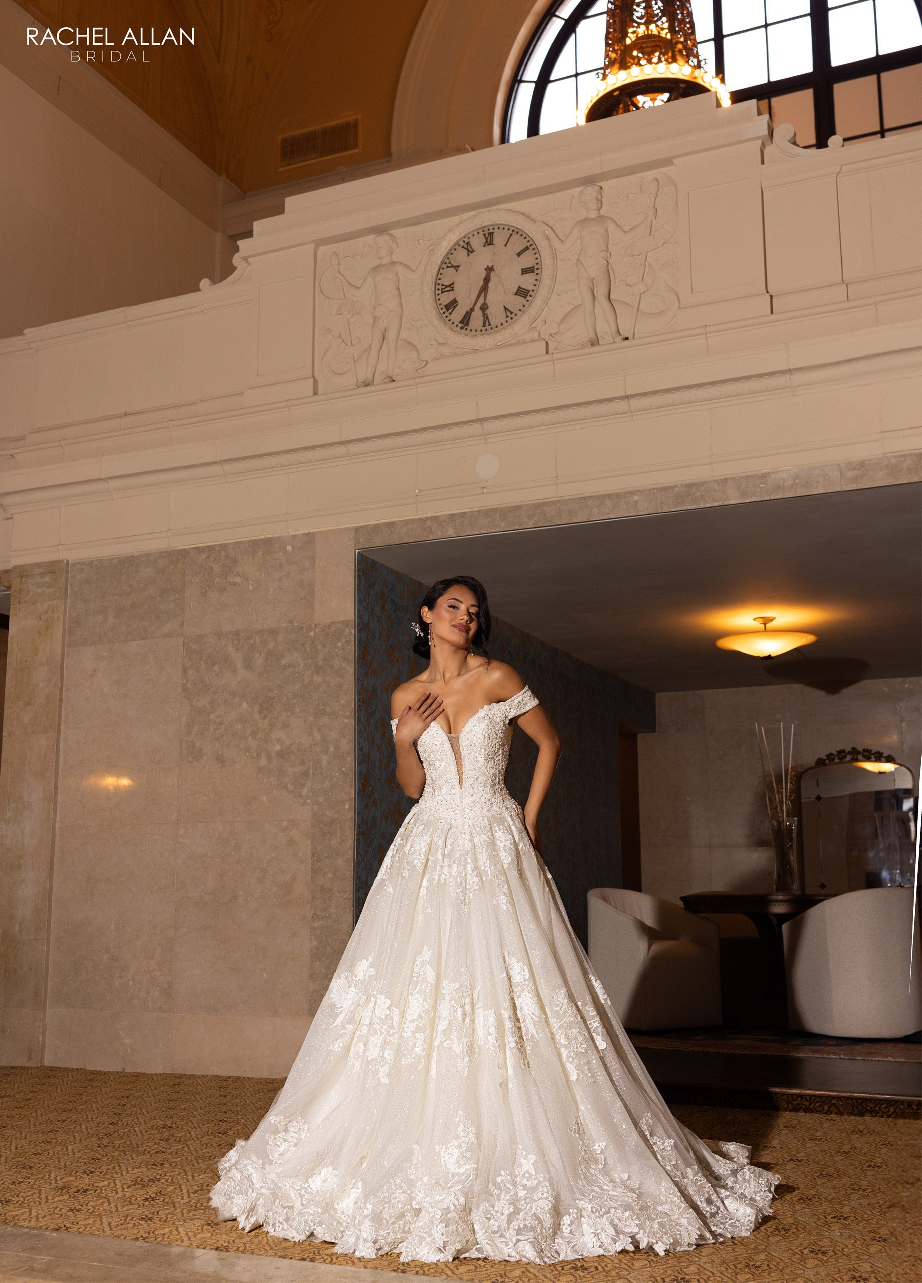 Rachel Allan RB4201 Long Ball Gown Glitter Wedding Dress
