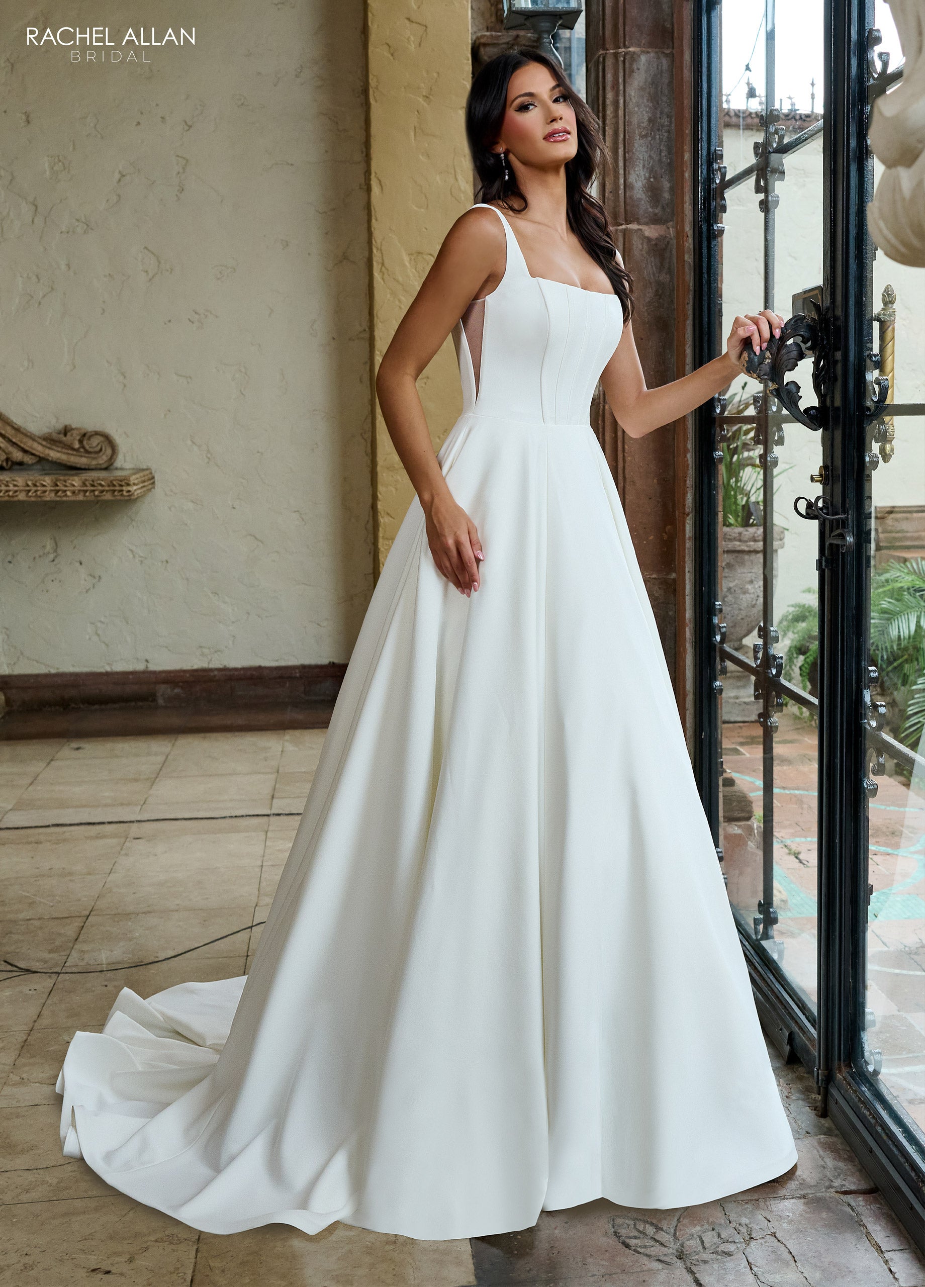 Rachel Allan RB4209 A Line Simple Long Wedding Dress - Ivory Nude / 6 Rachel Allan RB4209 A Line Simple Long Wedding Dress - Ivory Nude / 6