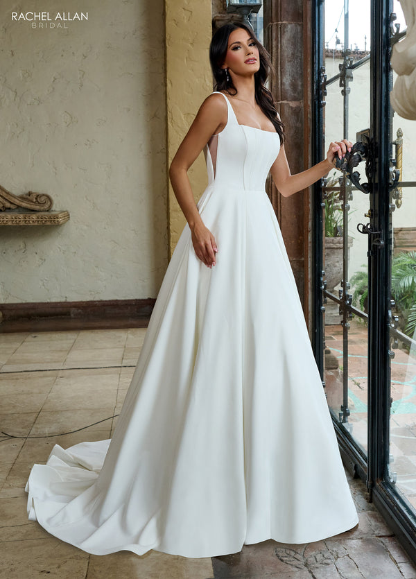 relaxed a line wedding dress Isoldea Boho Lace A-Line Wedding Dress with Deep V Neck A & M Enterprises Bridal