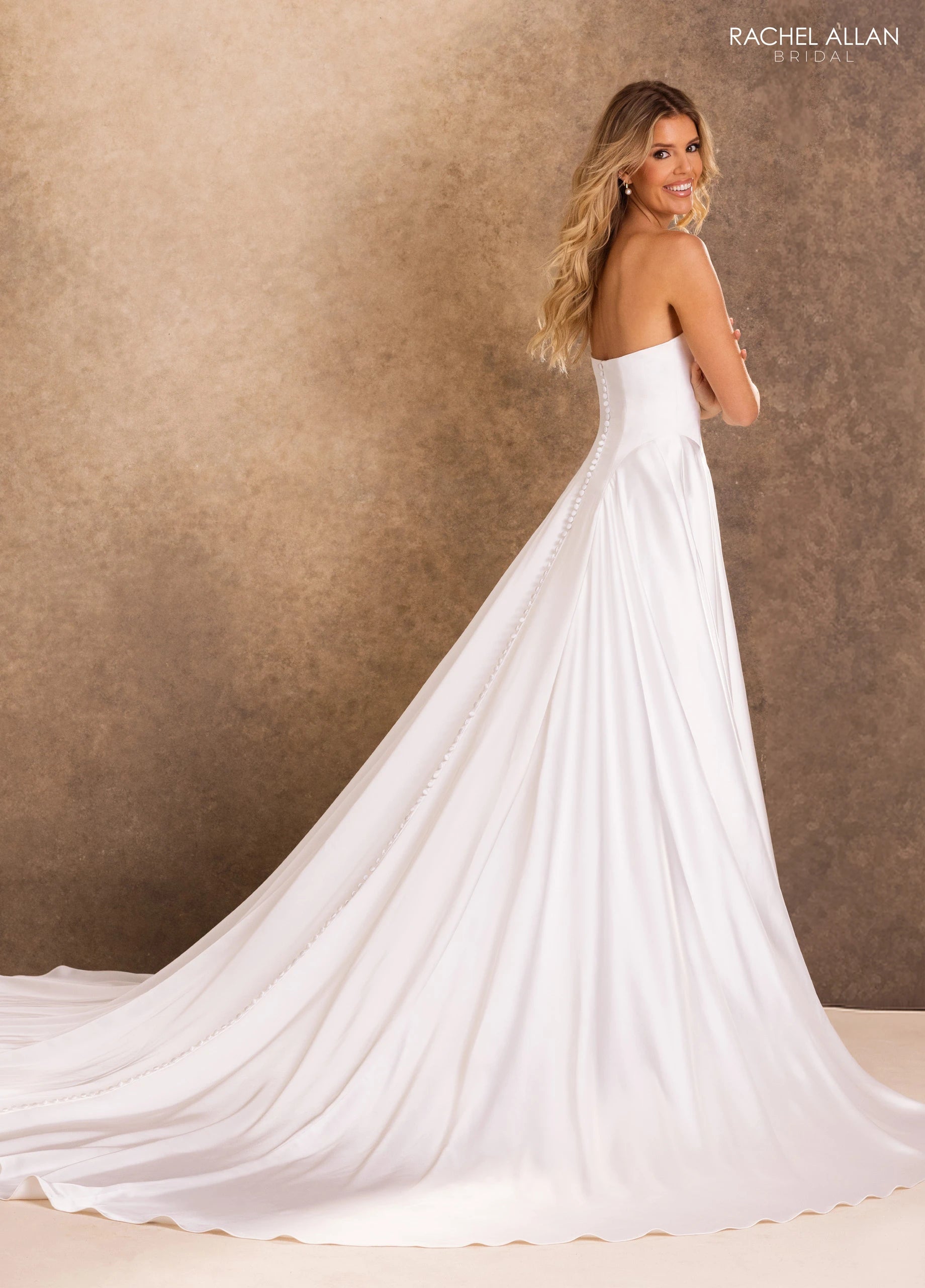 Illusion Floor-Length with T in Satin Wedding Dress A-Line Rachel Allan RB4256