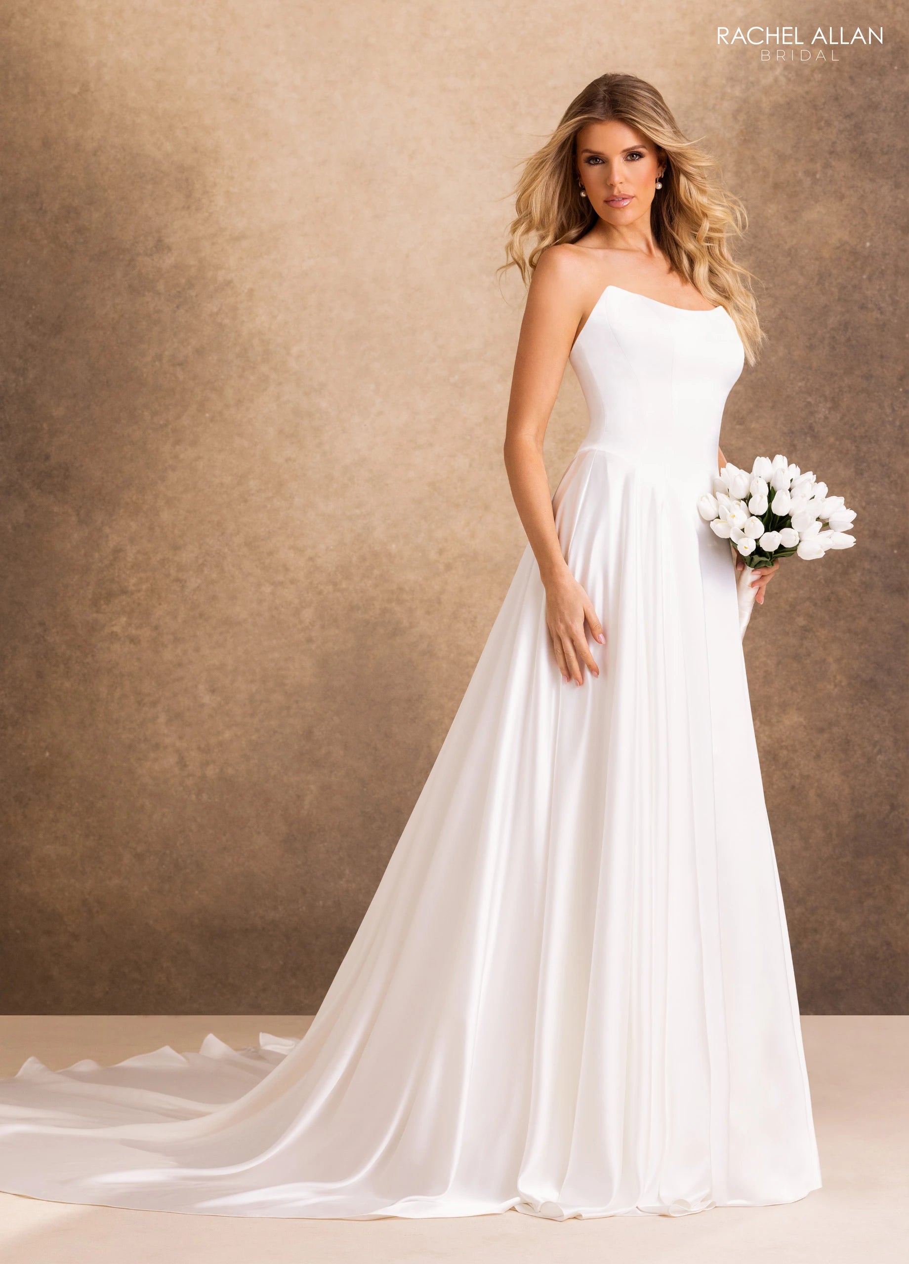 Illusion Floor-Length with T in Satin Wedding Dress A-Line Rachel Allan RB4256