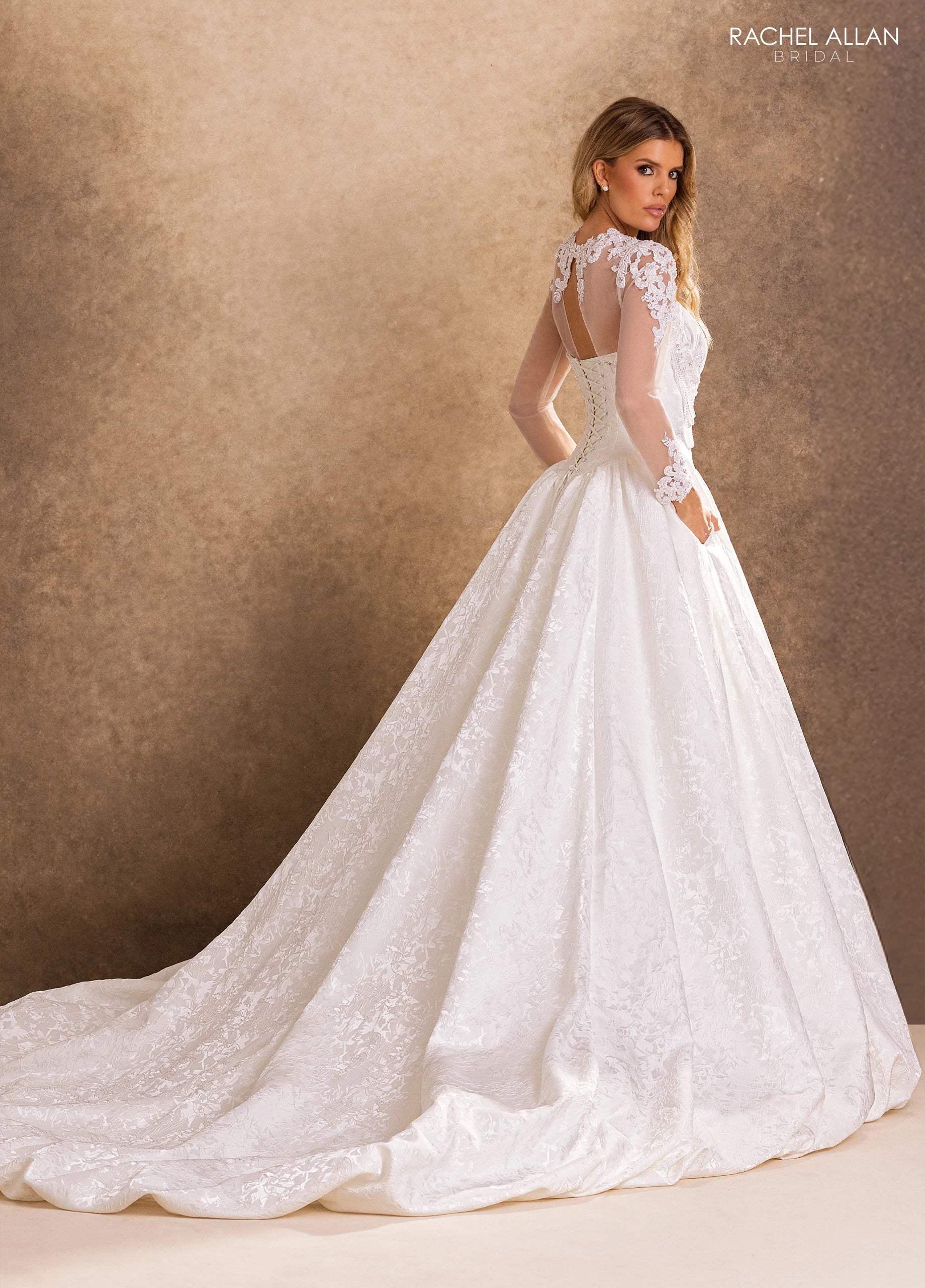 Illusion Floor-Length with T in Lace Wedding Dress Ball Gown Rachel Allan RB4260
