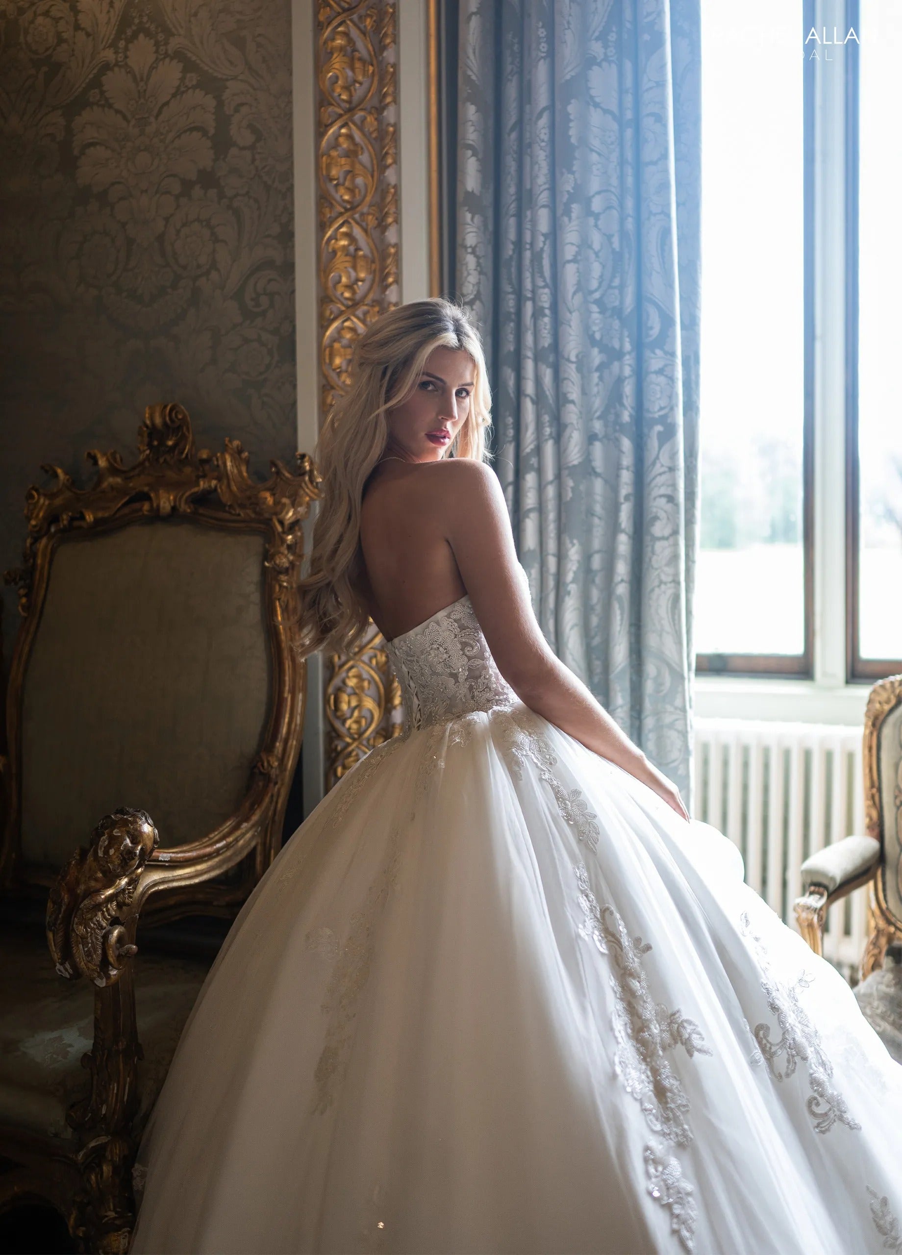 Ivory Sweetheart Floor-Length Tulle Bridal Tiered Ball Gown Rachel Allan RB4235