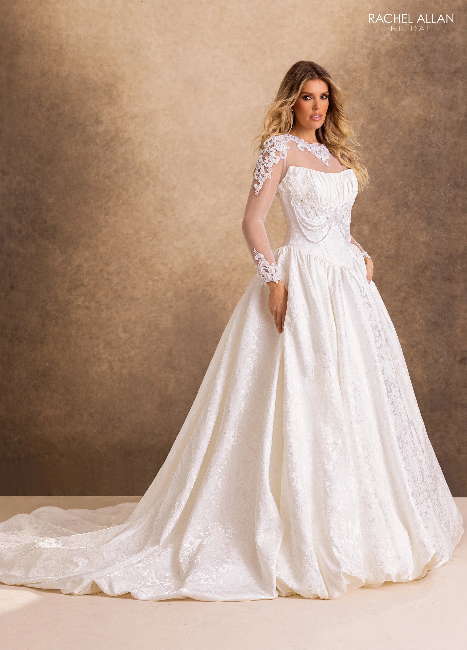 Illusion Floor-Length with T in Lace Wedding Dress Ball Gown Rachel Allan RB4260