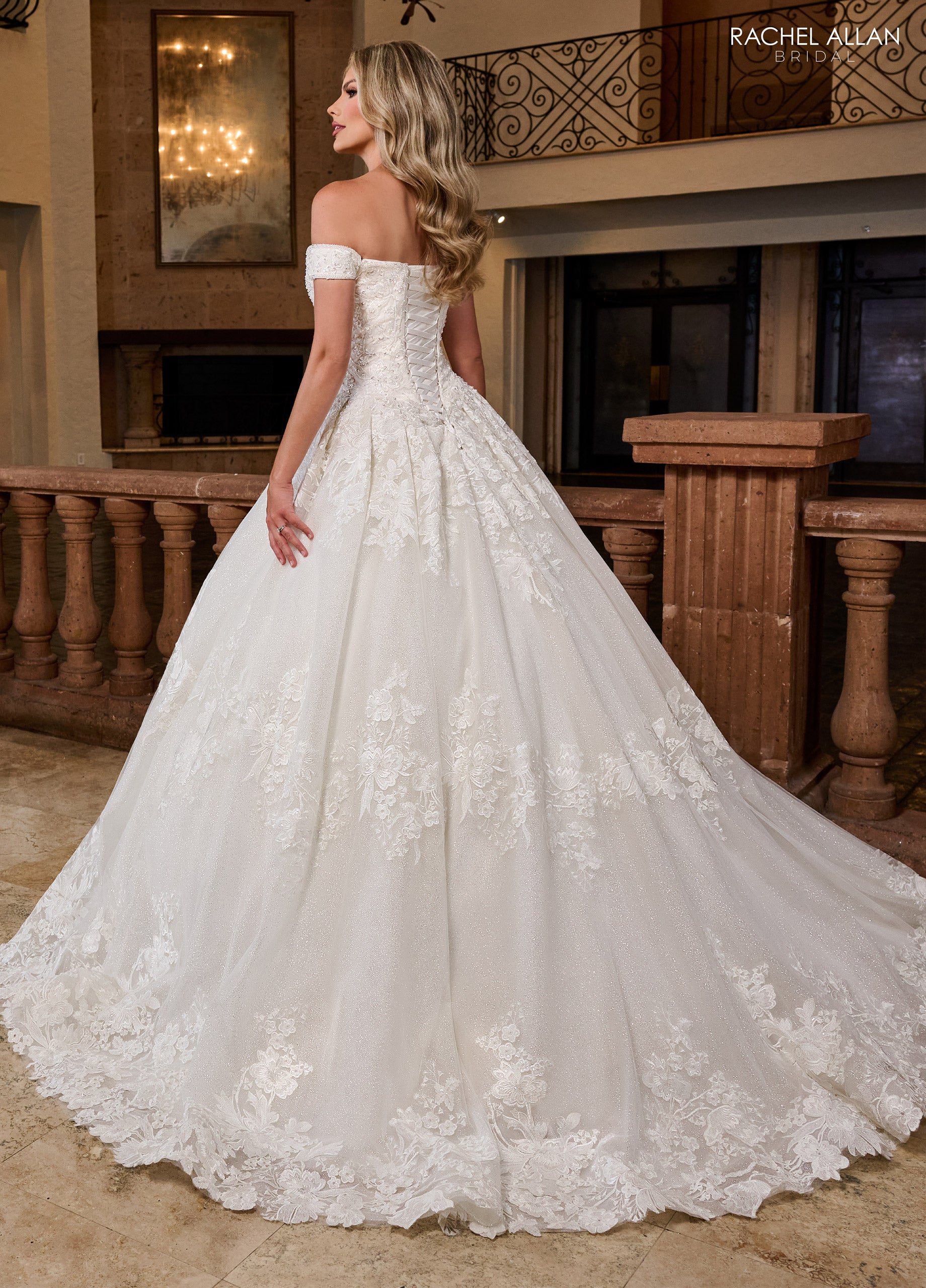 Rachel Allan RB4201 Long Ball Gown Glitter Wedding Dress