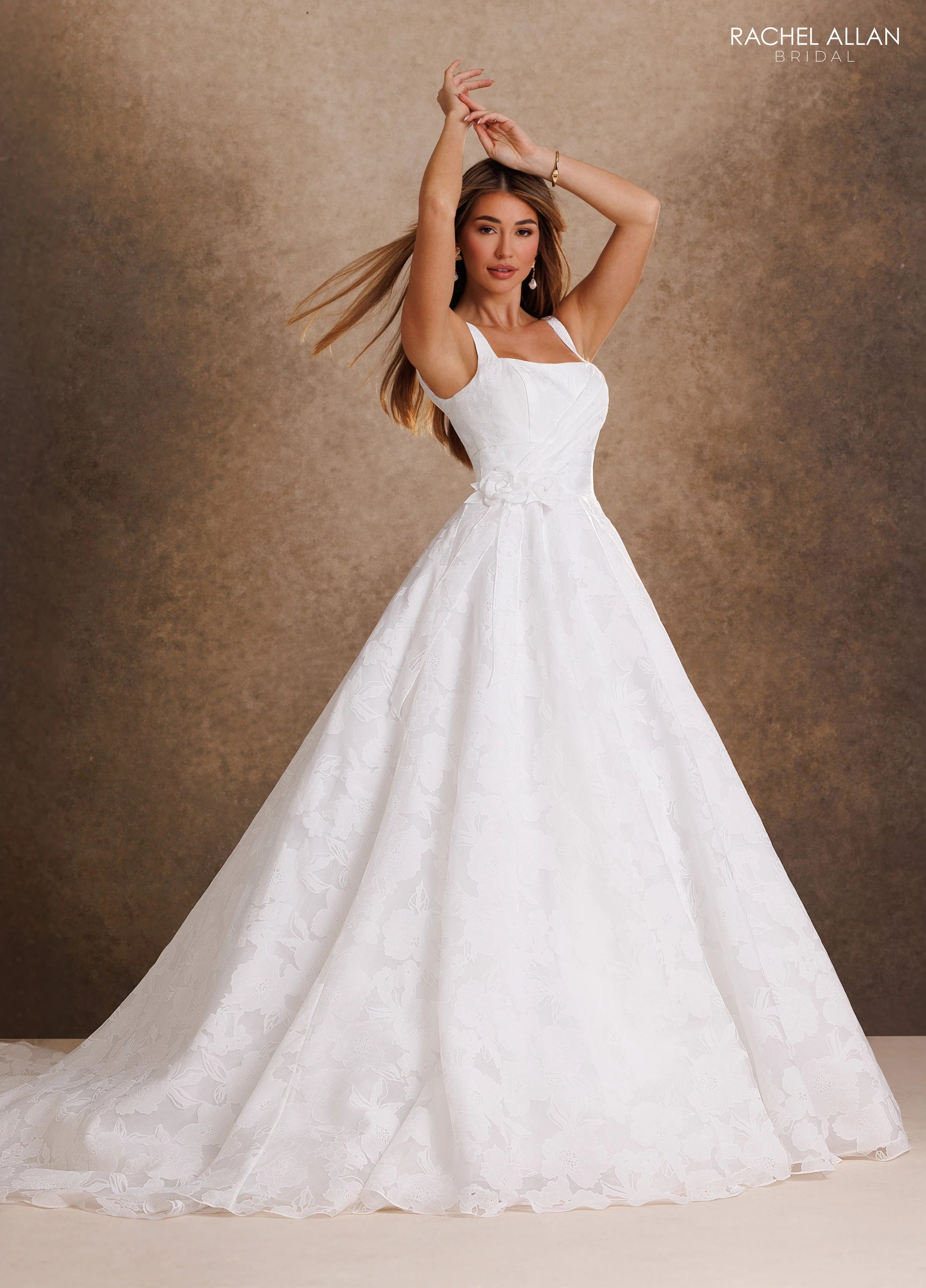 Square Neckline Floor-Length Lace Wedding Dress A-Line Rachel Allan RB4245