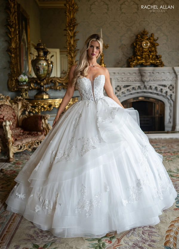 Sweetheart Floor-Length Tulle Bridal Tiered Ball Gown Rachel Allan RB4235