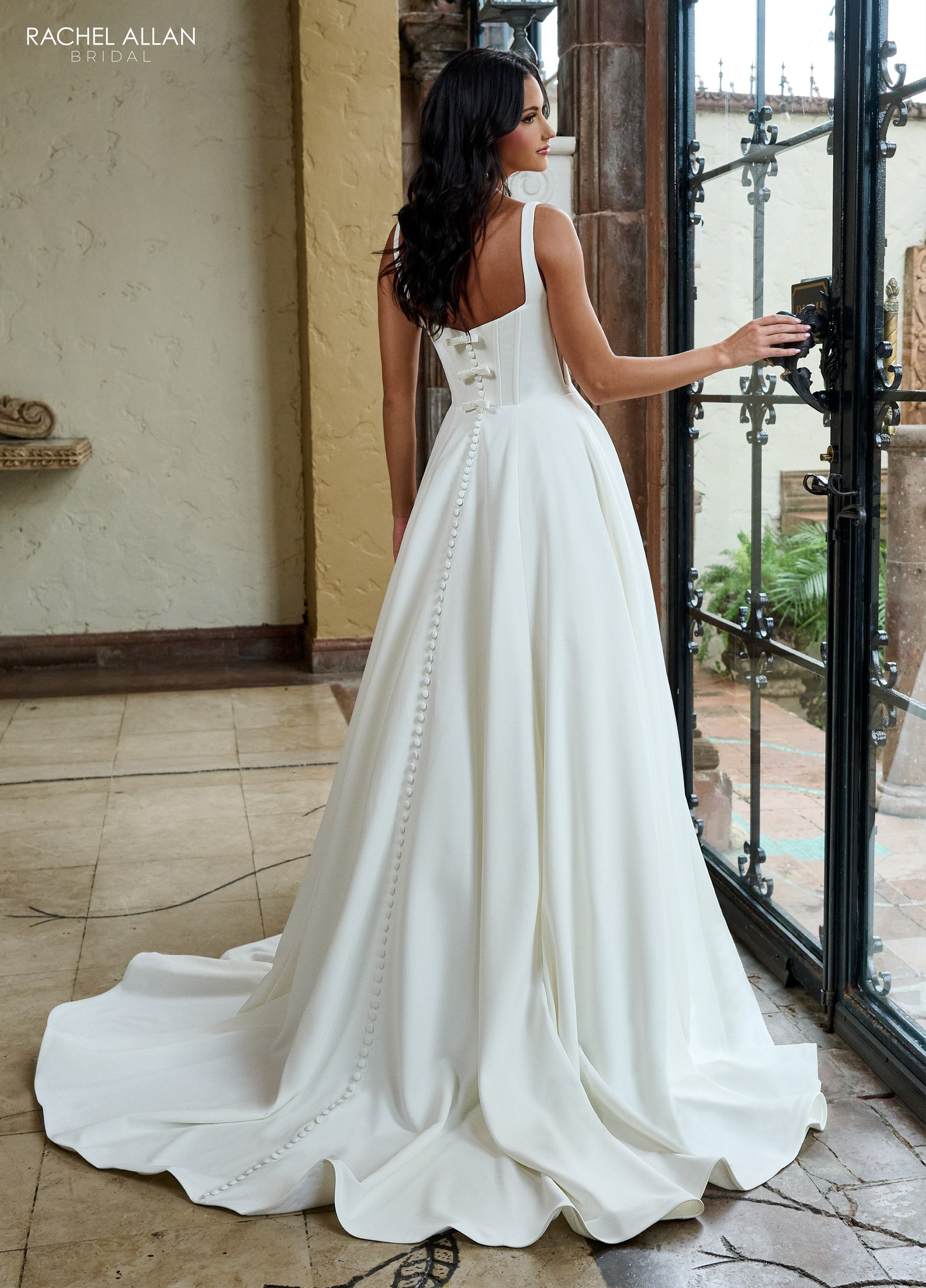 Rachel Allan RB4209 A Line Simple Long Wedding Dress - Ivory Nude / 6 Rachel Allan RB4209 A Line Simple Long Wedding Dress - Ivory Nude / 6